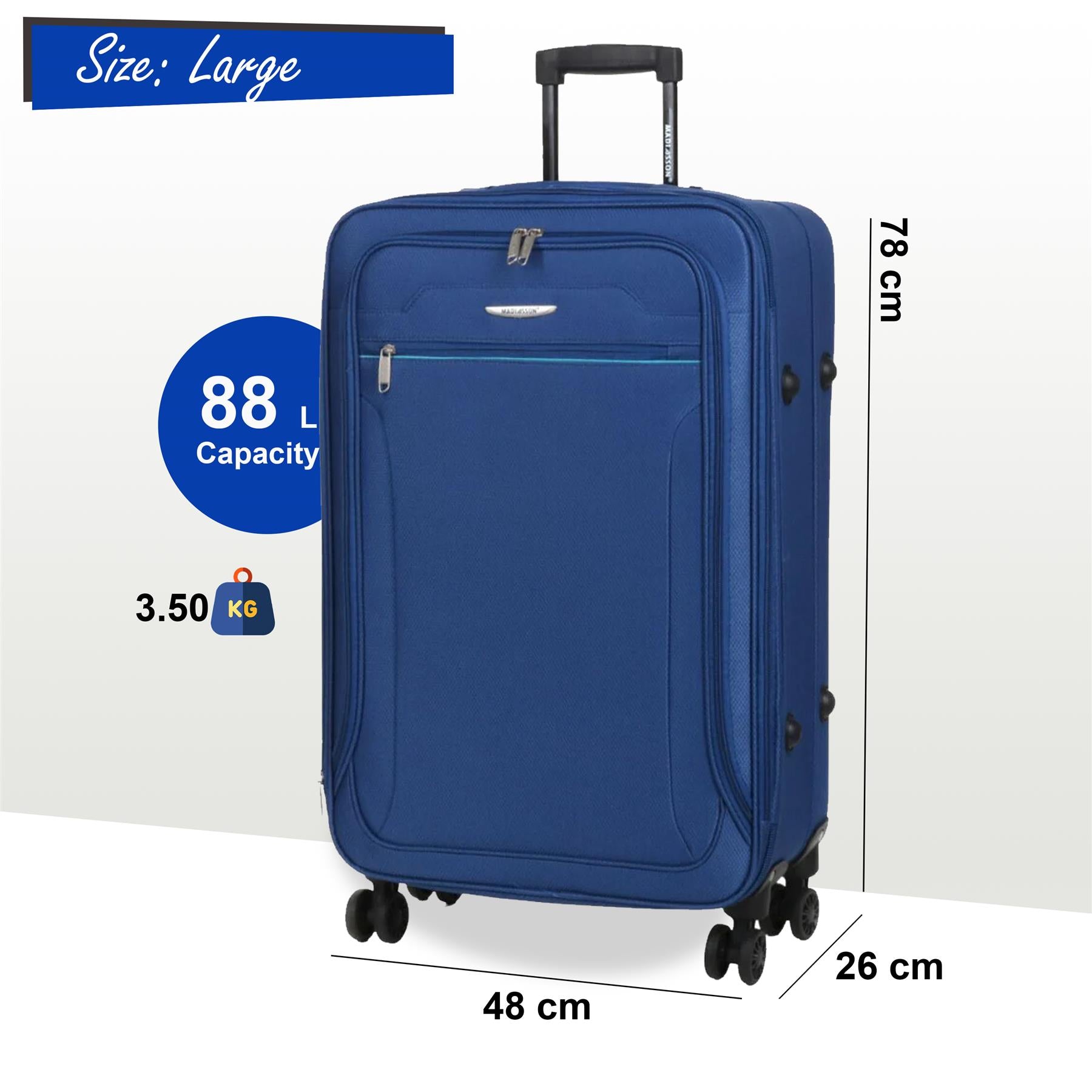 Calera Large Soft Shell Suitcase in Blue