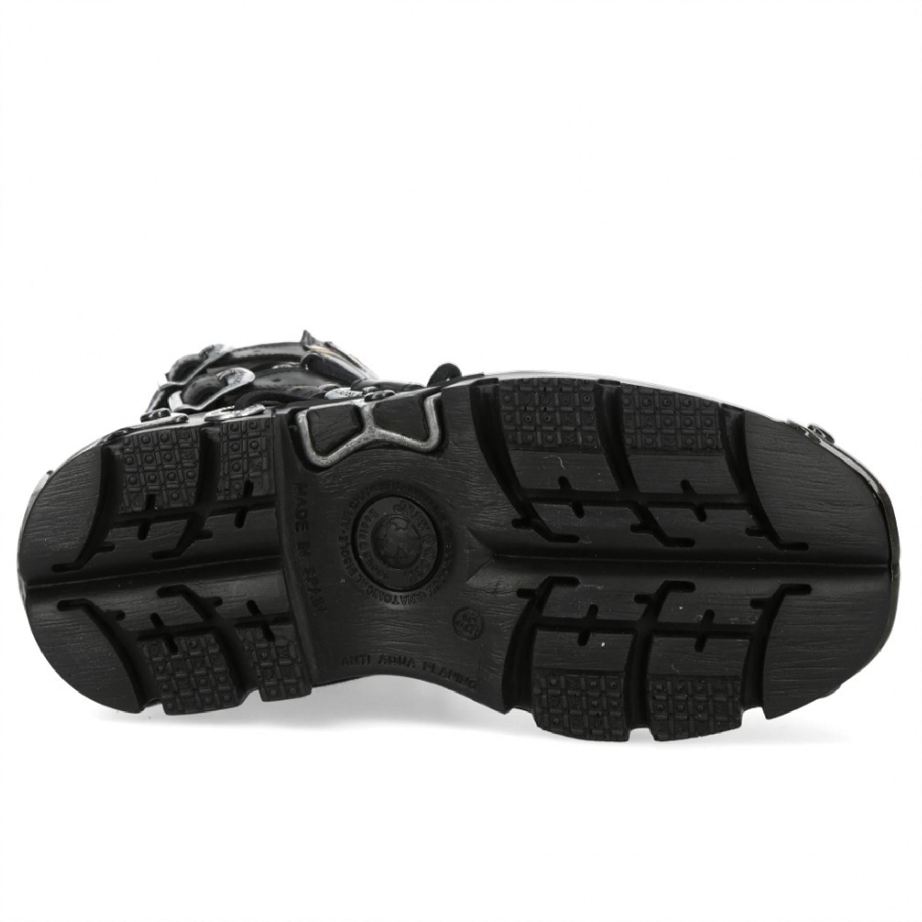 New Rock M-591-C58 Mid-Calf High Black Flame Leather Metallic Gothic Boots