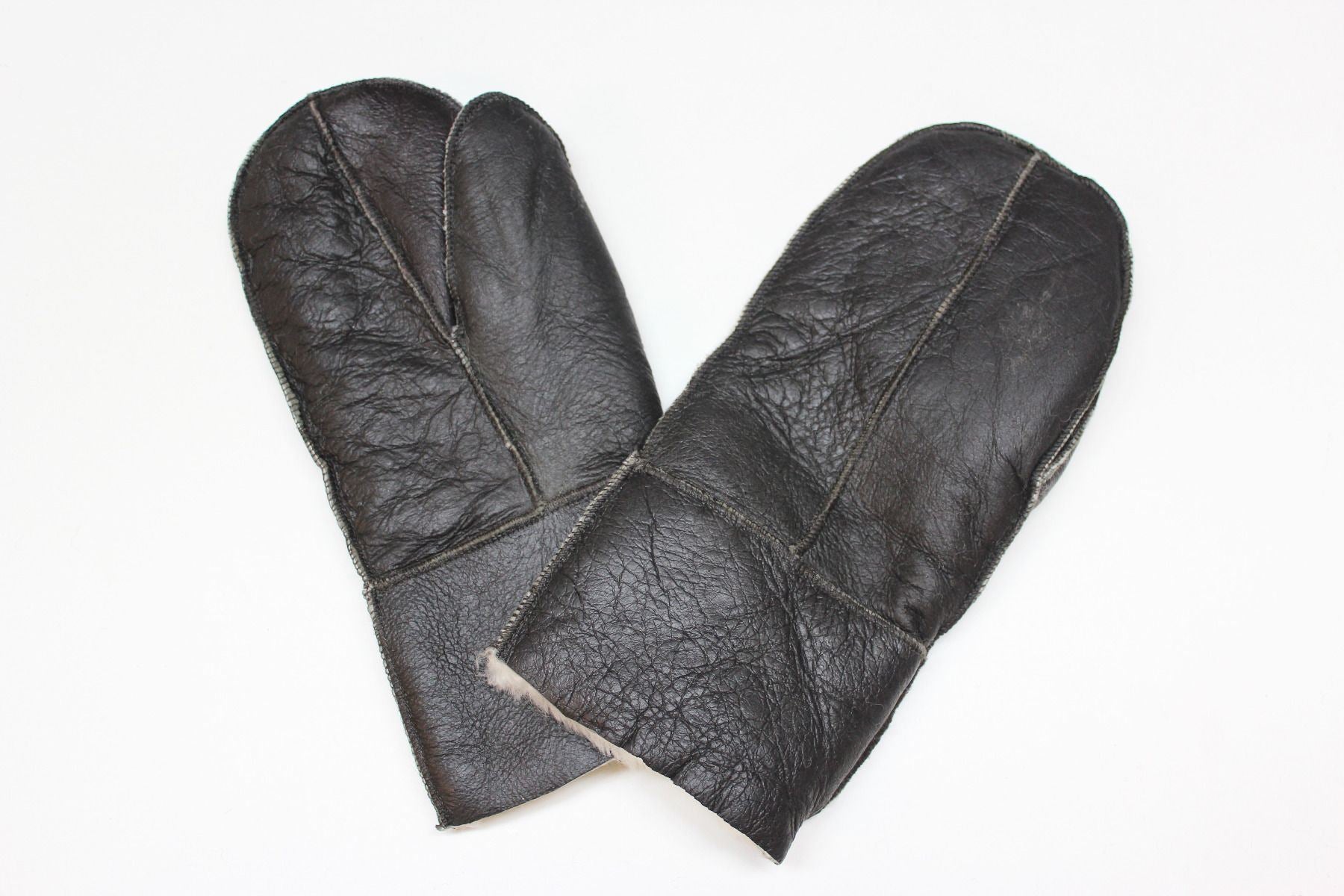 Handmade new real Leather sheepskin unisex sheepskin shearling mittens mitts gloves thick warm