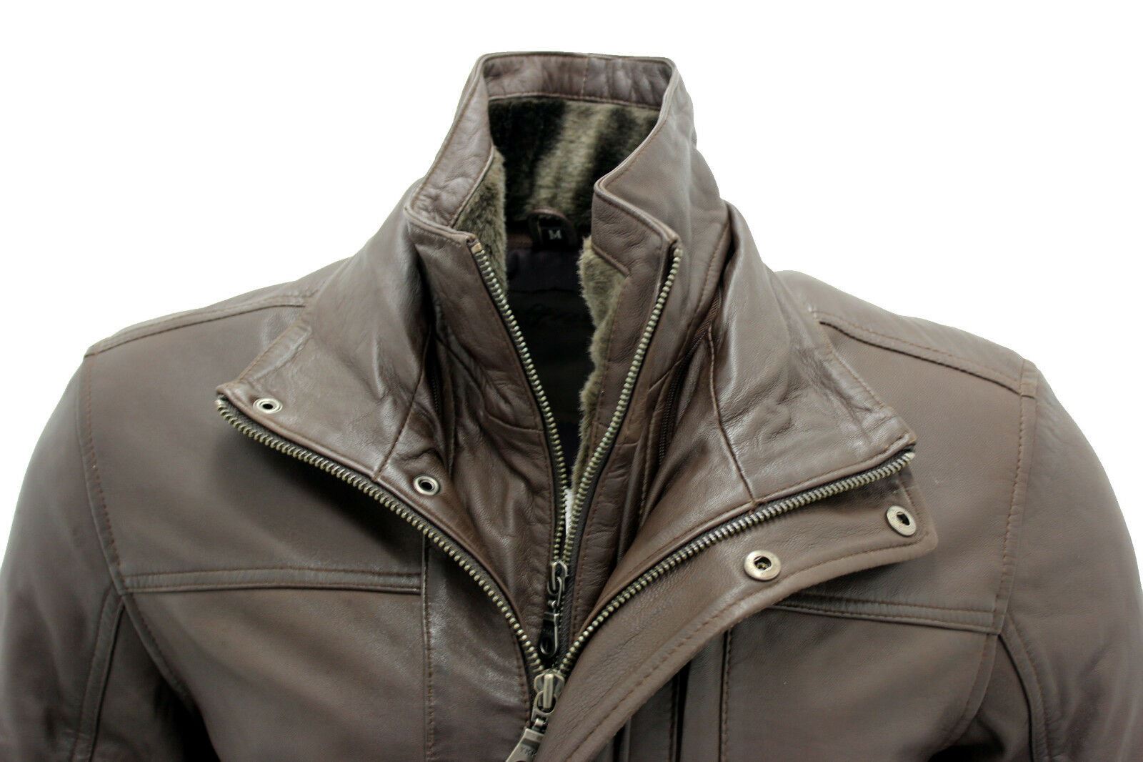 Mens Classic Warm Leather Mid Length Overcoat-Eastwood