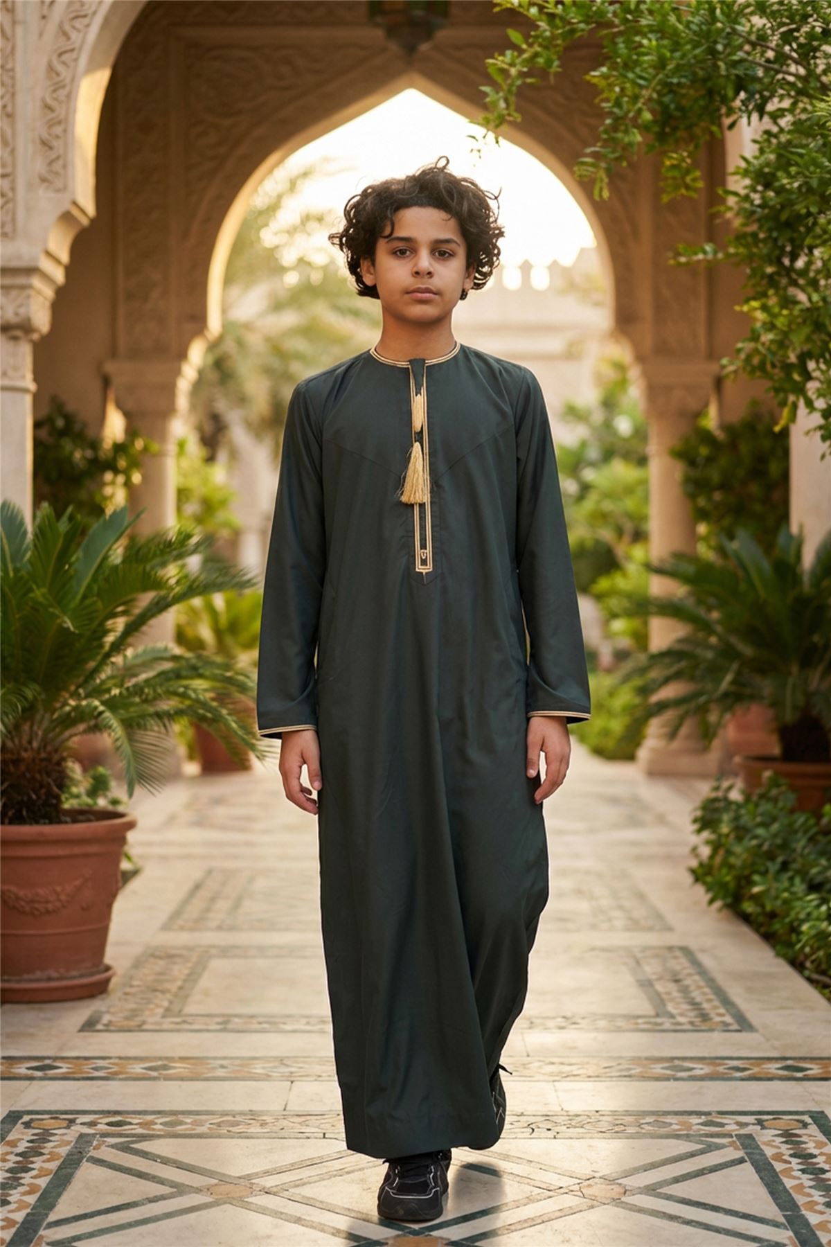 Kids Boys Ramadan Moroccan Thobe Robe Emirati Eid Jubba- TT-003