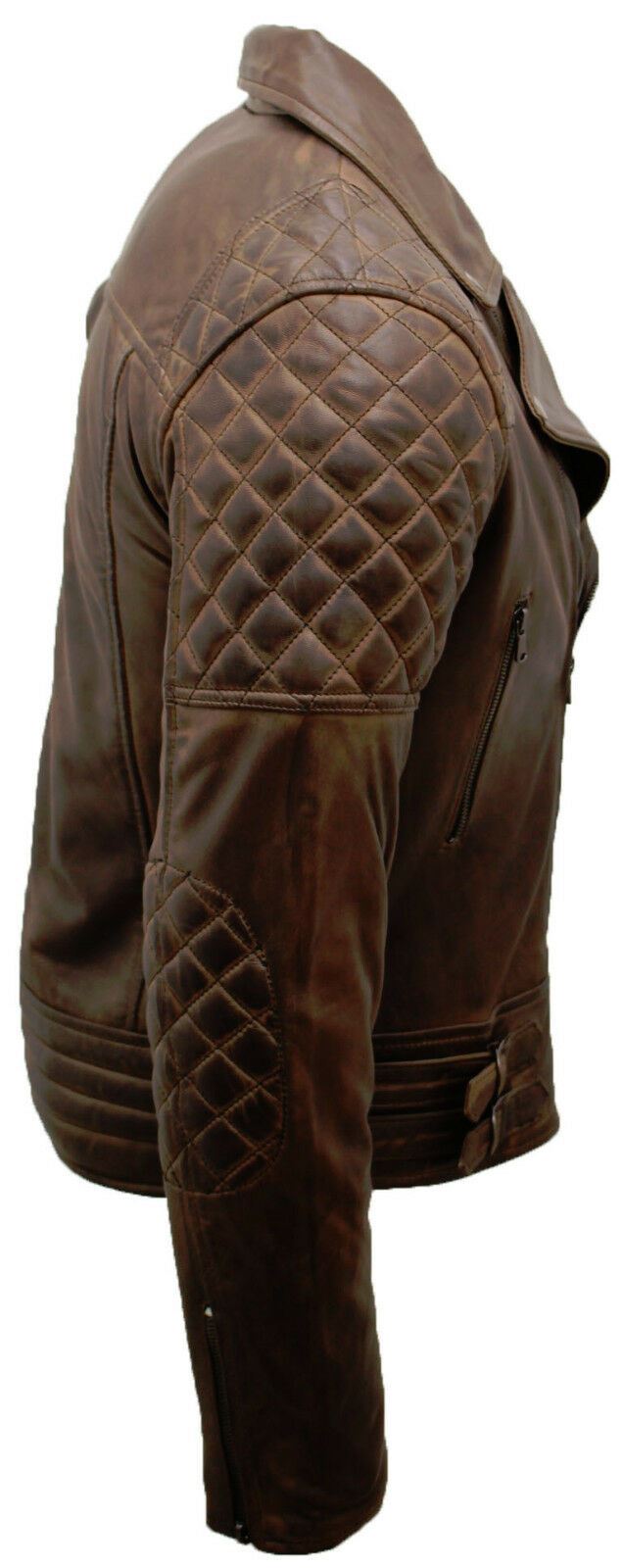 Mens Quilted Leather Biker Jacket-Stonehouse