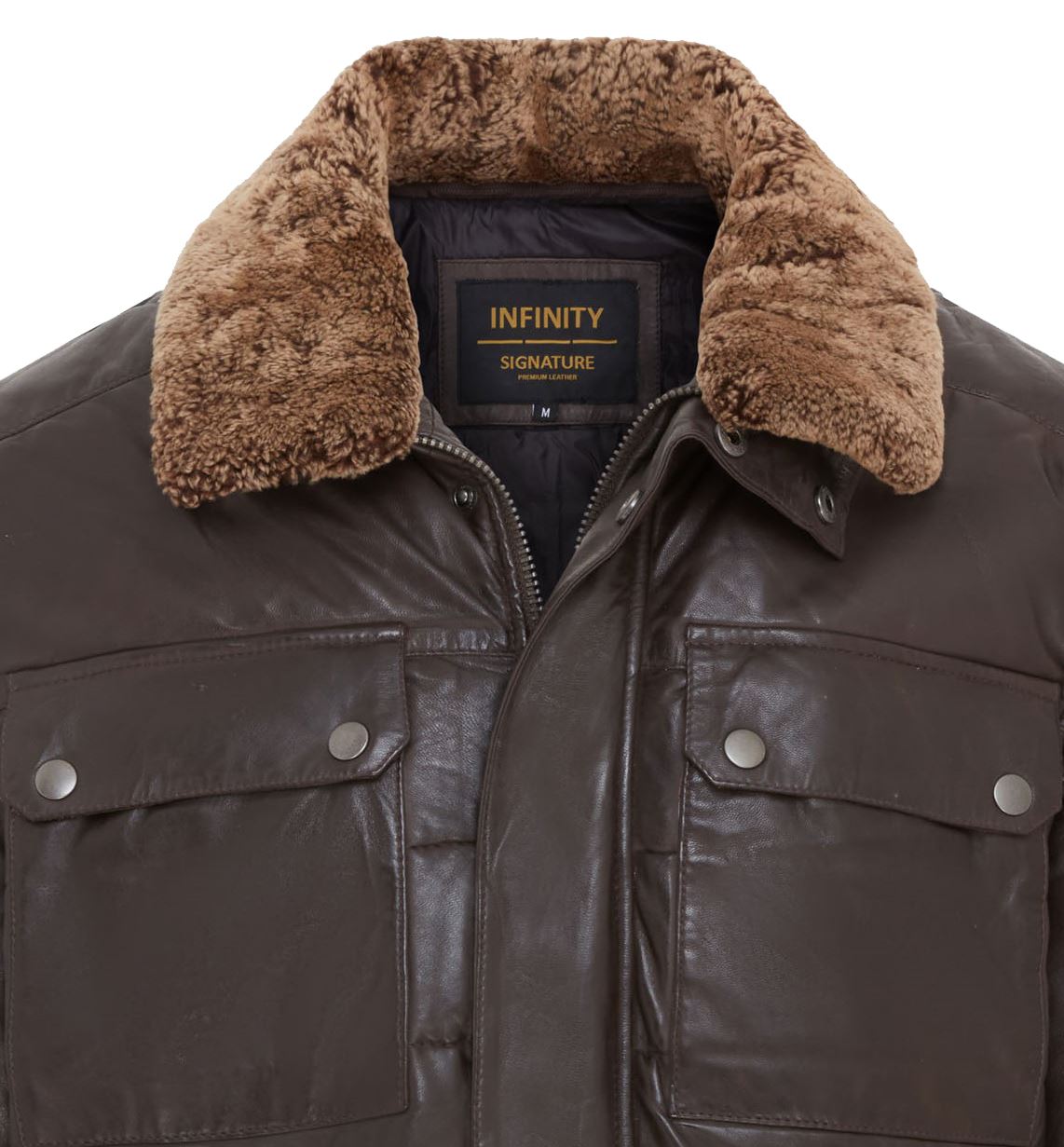 Mens Leather Puffer Quilted Jacket - Farsund