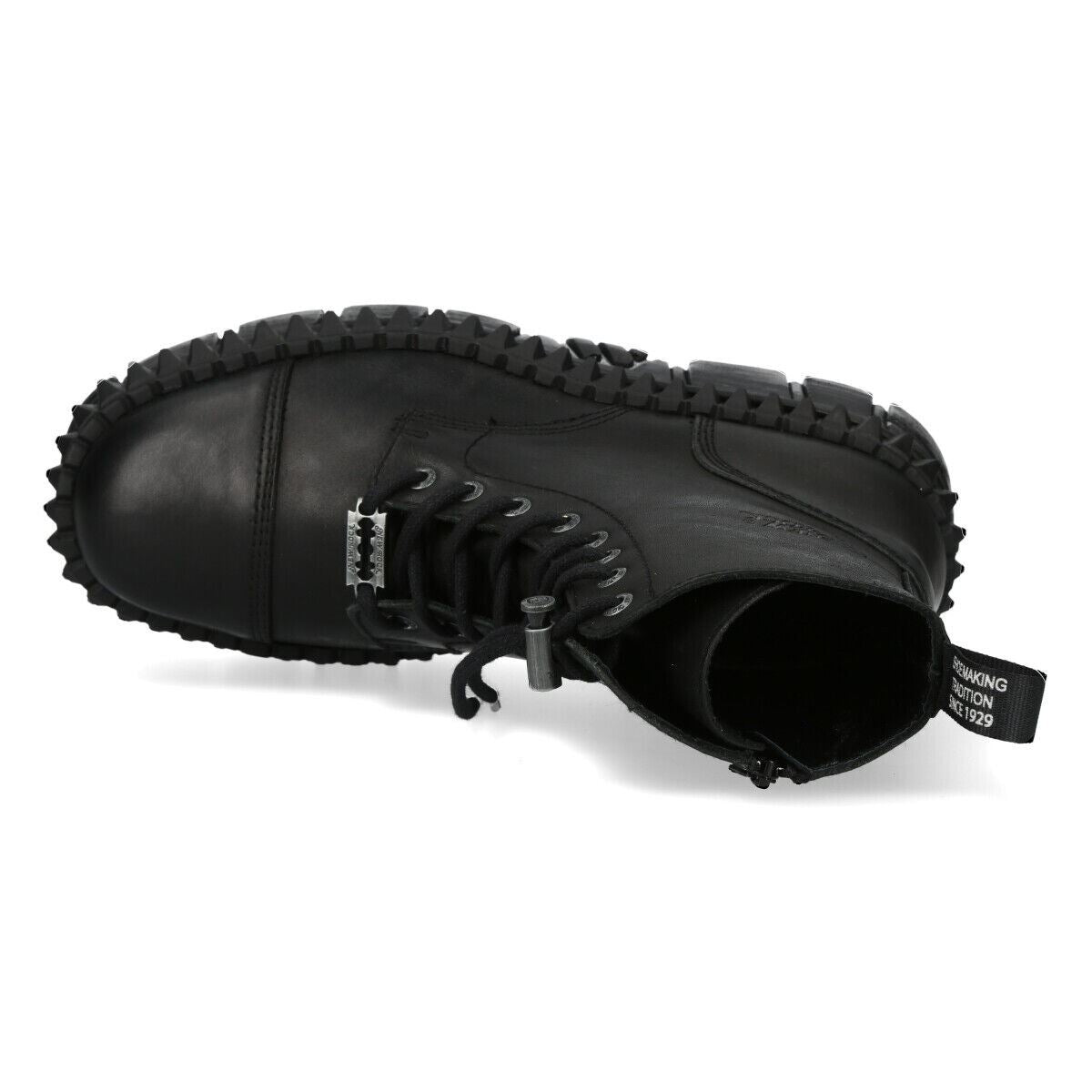 New Rock Black Leather Boots-WALL083CCT-S6