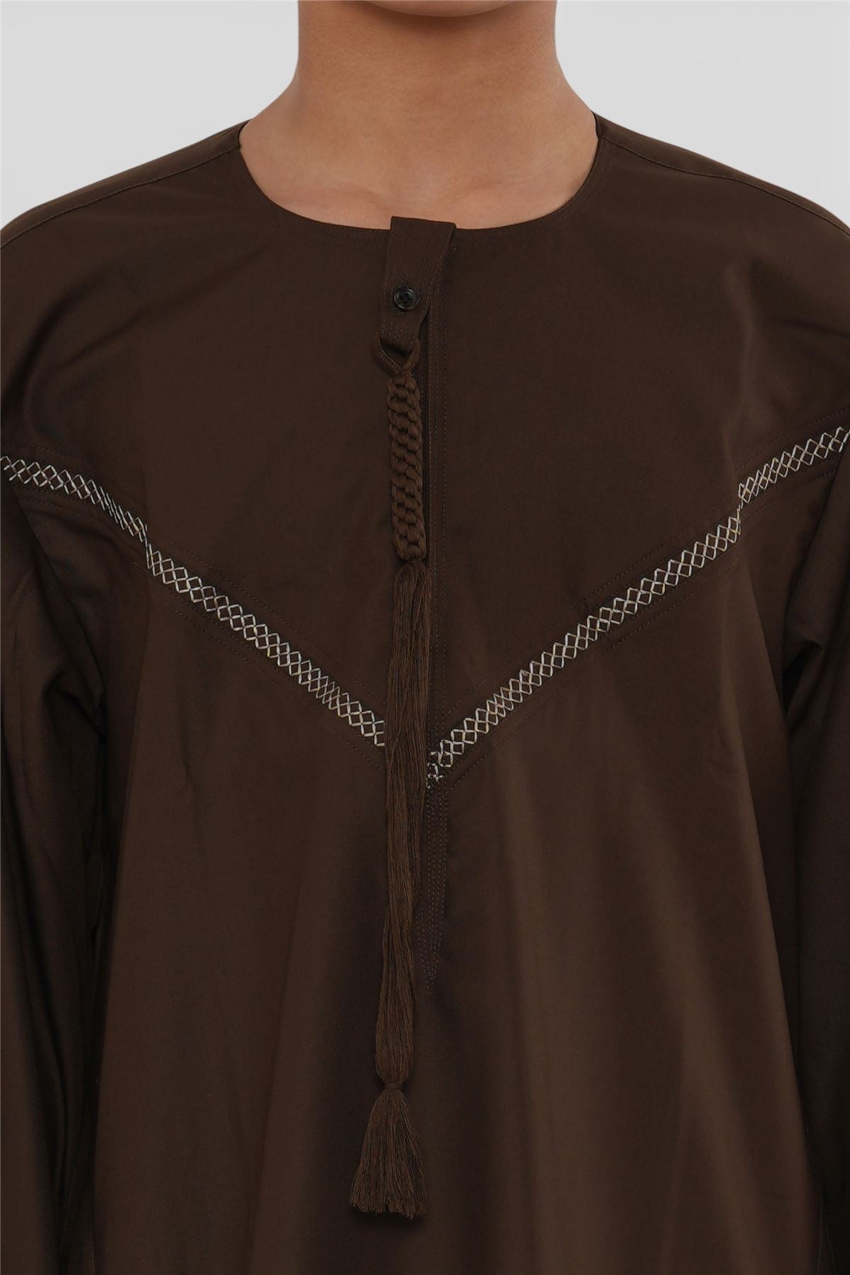 Kids Boys Moroccan Embroidered Djellaba Islamic Jubba Robe Tassel Ramadan Thobe