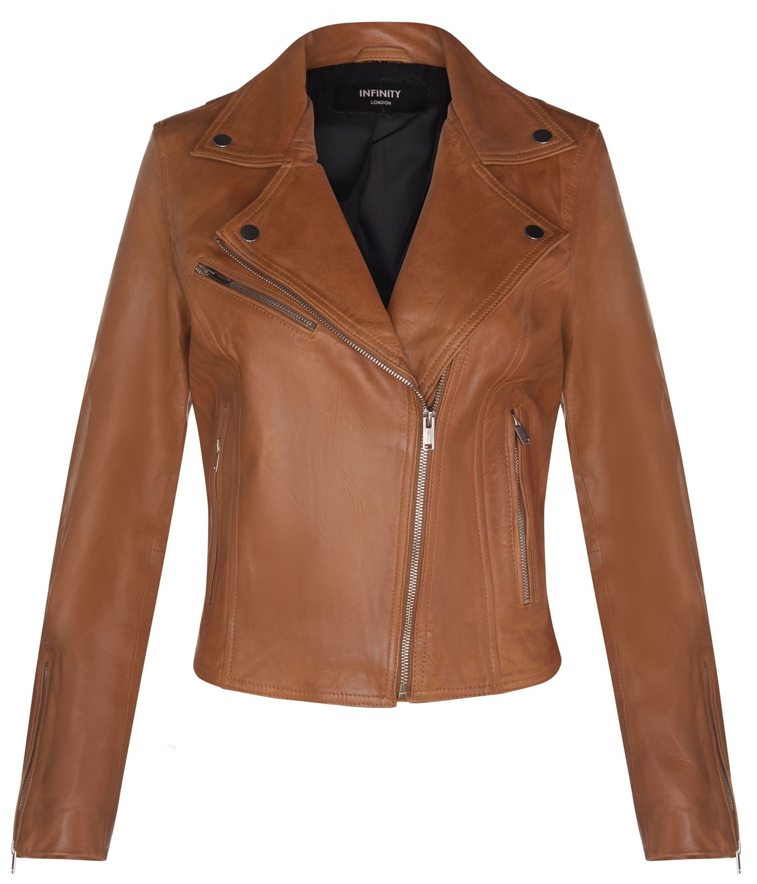 Womens Classic Leather Brando Biker Jacket-Loughton