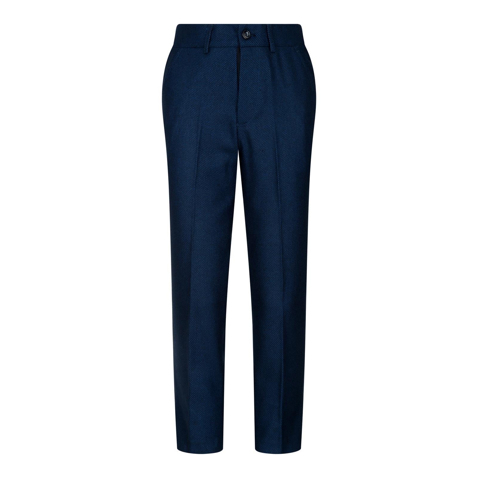 Boys 3 Piece Navy Blue Birdseye Tweed Suit