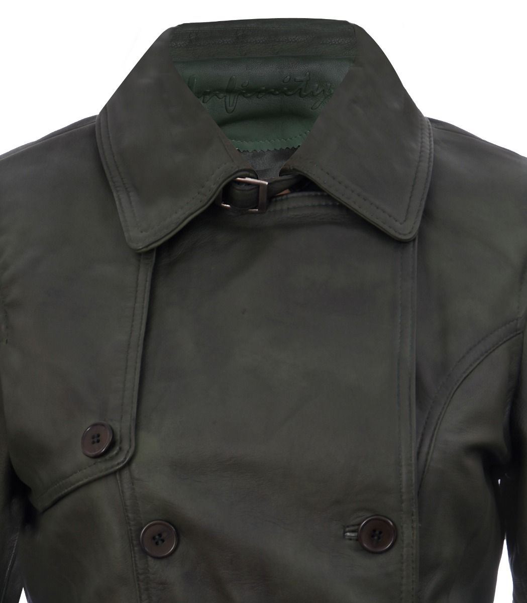 Womens Mid Length Leather Trench Coat -Oakham