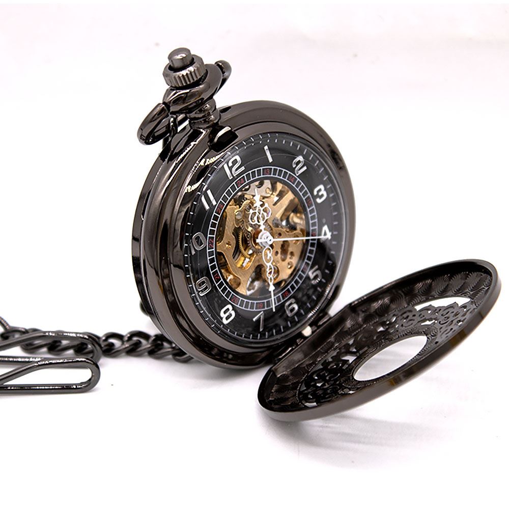 Antique Brass Alloy Skeleton Half Hunter Pocket Watch