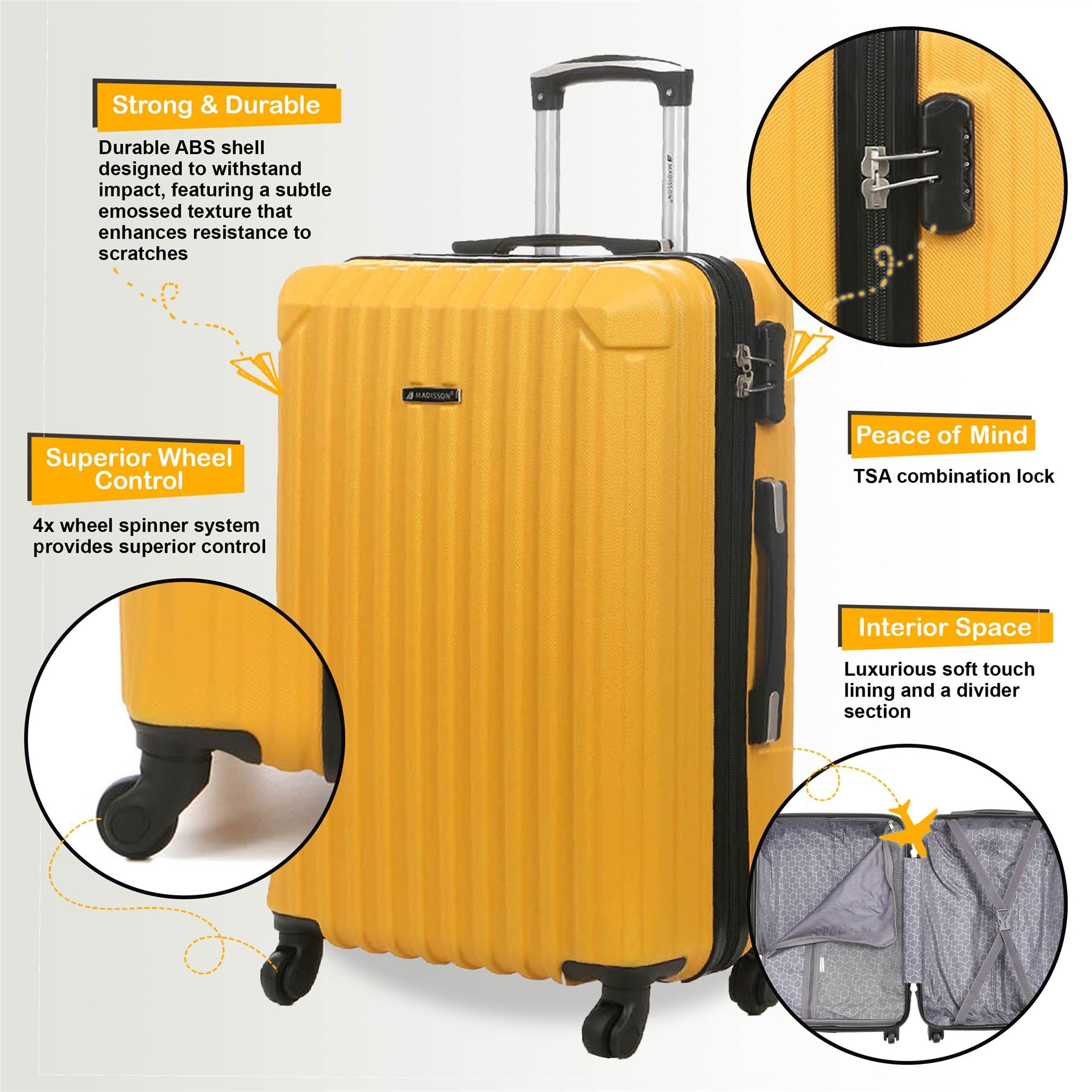 Corowa Large Hard Shell Suitcase in Yellow