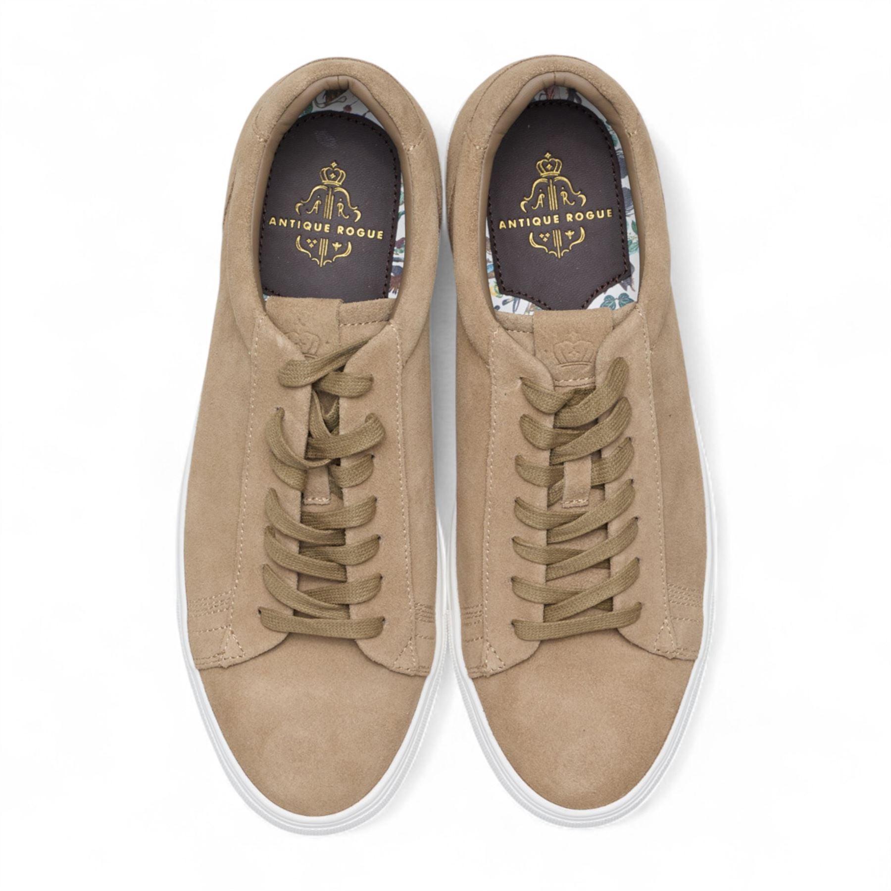 Antique Rogue Men’s Stone Taupe Suede Leather Trainer Sneaker Shoes - Gibbs