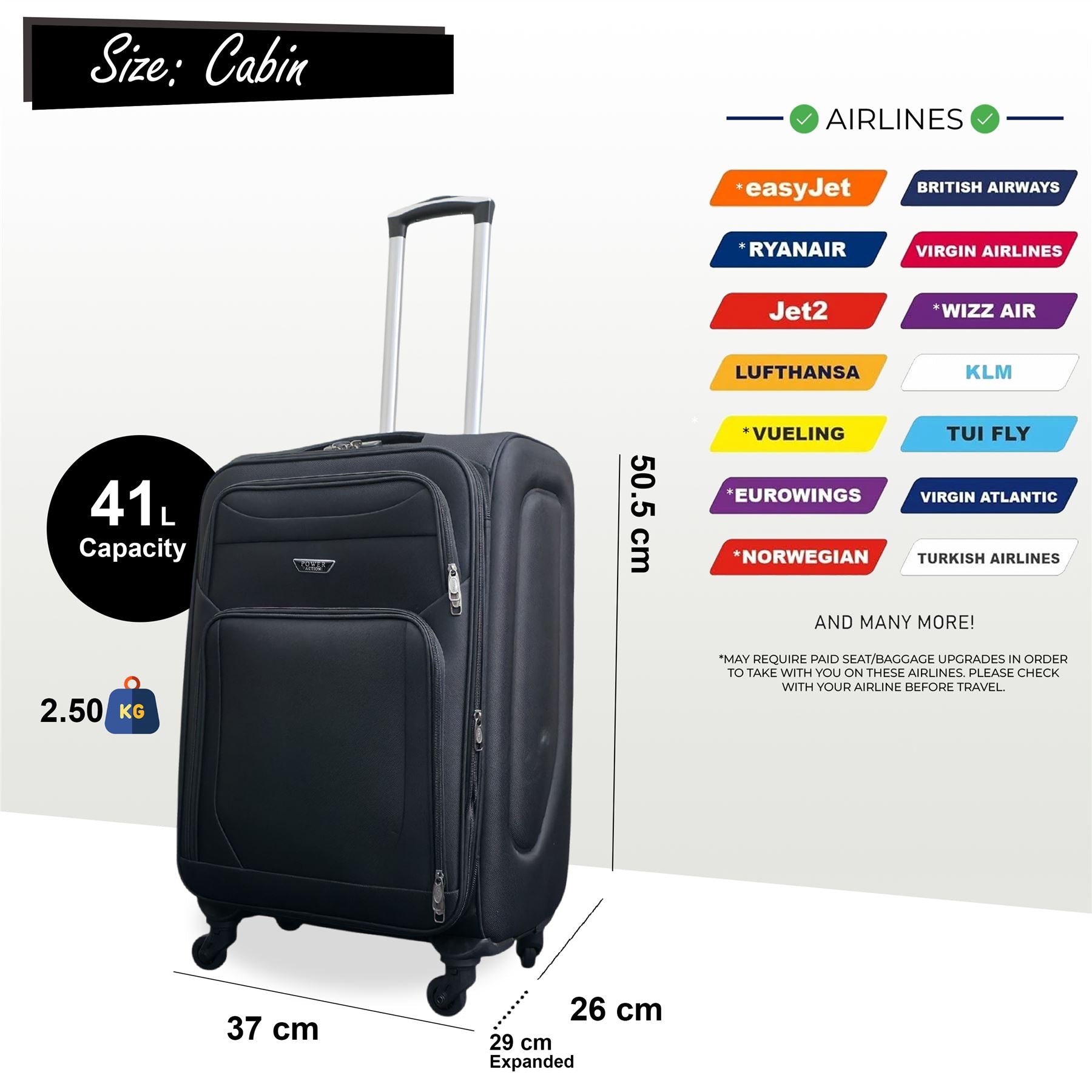 Nagoya Cabin Soft Shell Suitcase in Black