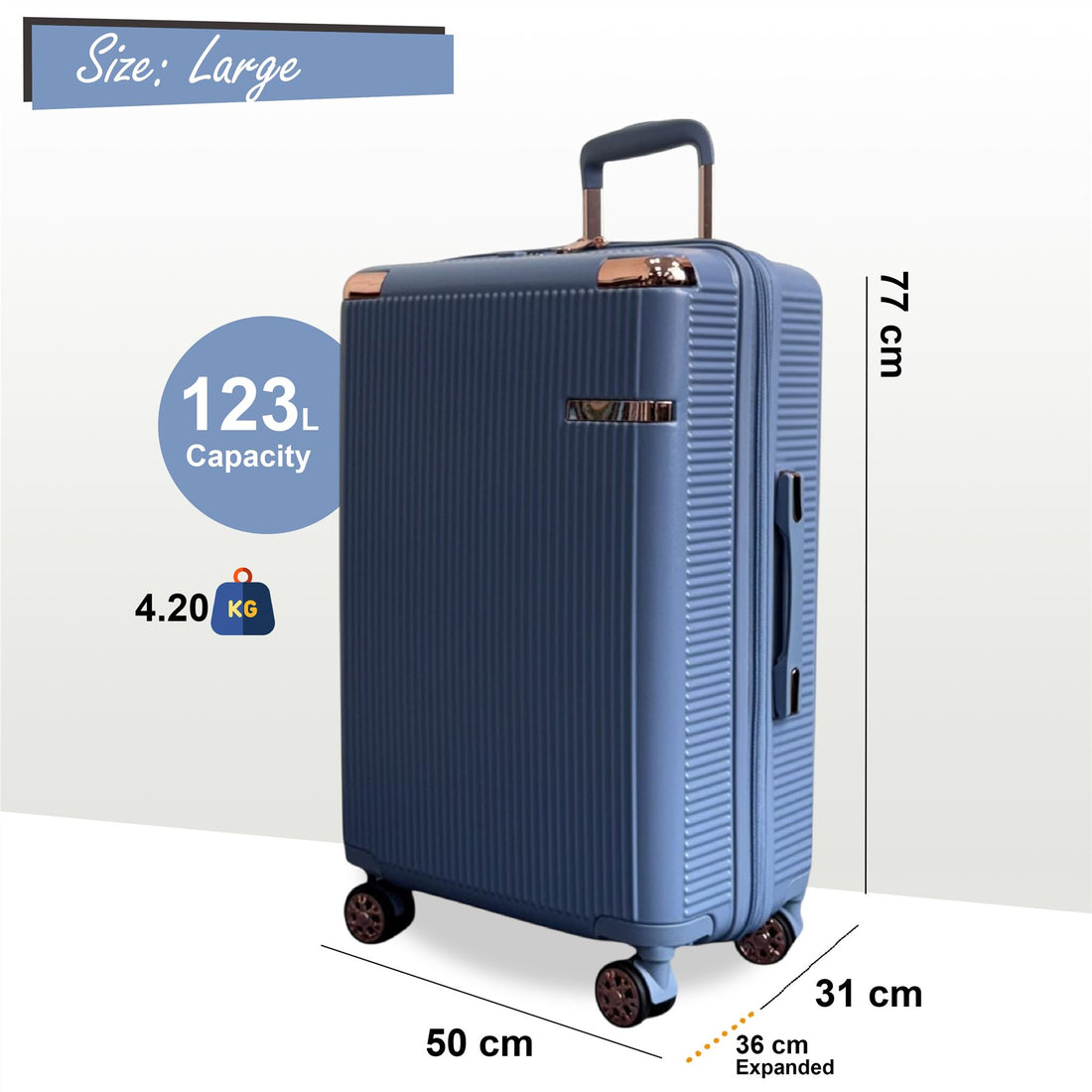 Cowra Large Hard Shell Suitcase in Blue