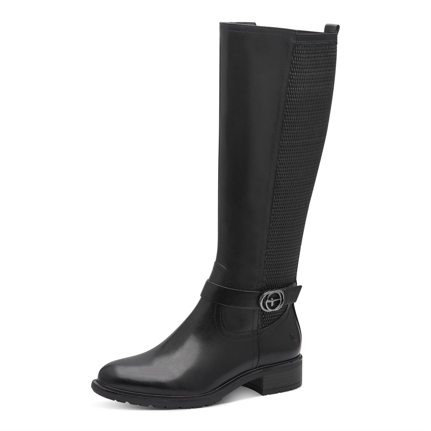 Tamaris Womens Black Leather Knee High Riding Boots
