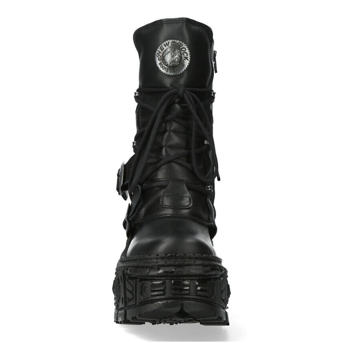 New Rock Mid-Calf Leather Goth Boots-WALL373-S5