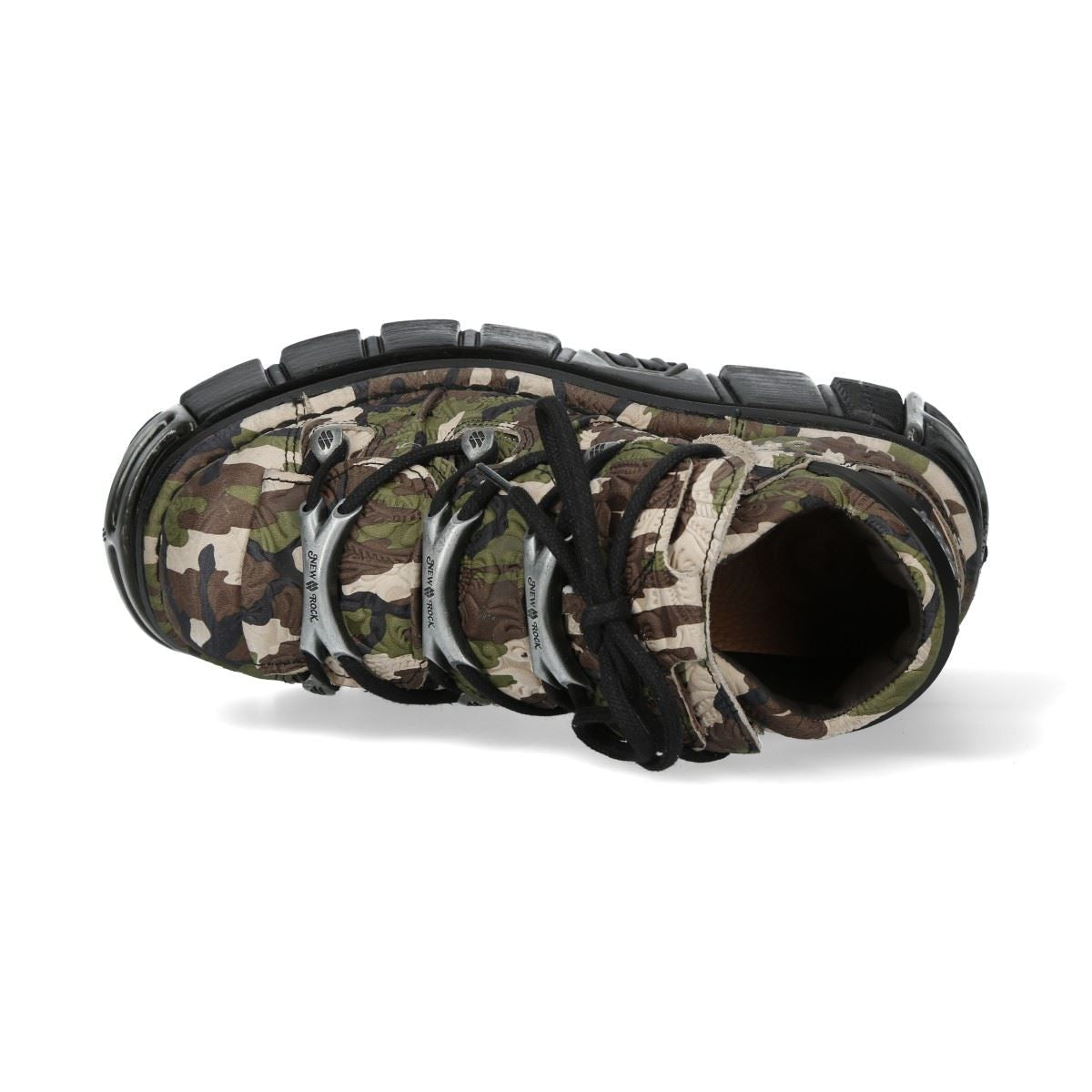 New Rock M-106-C169 Camouflage Leather Metallic Gothic Ankle Boots