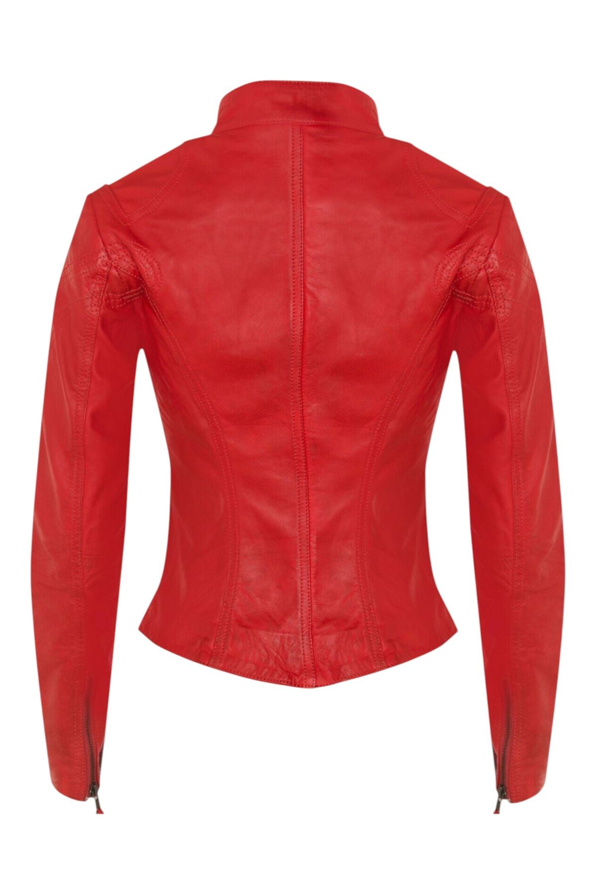 Womens Slim-Fit Leather Biker Jacket-Maldon