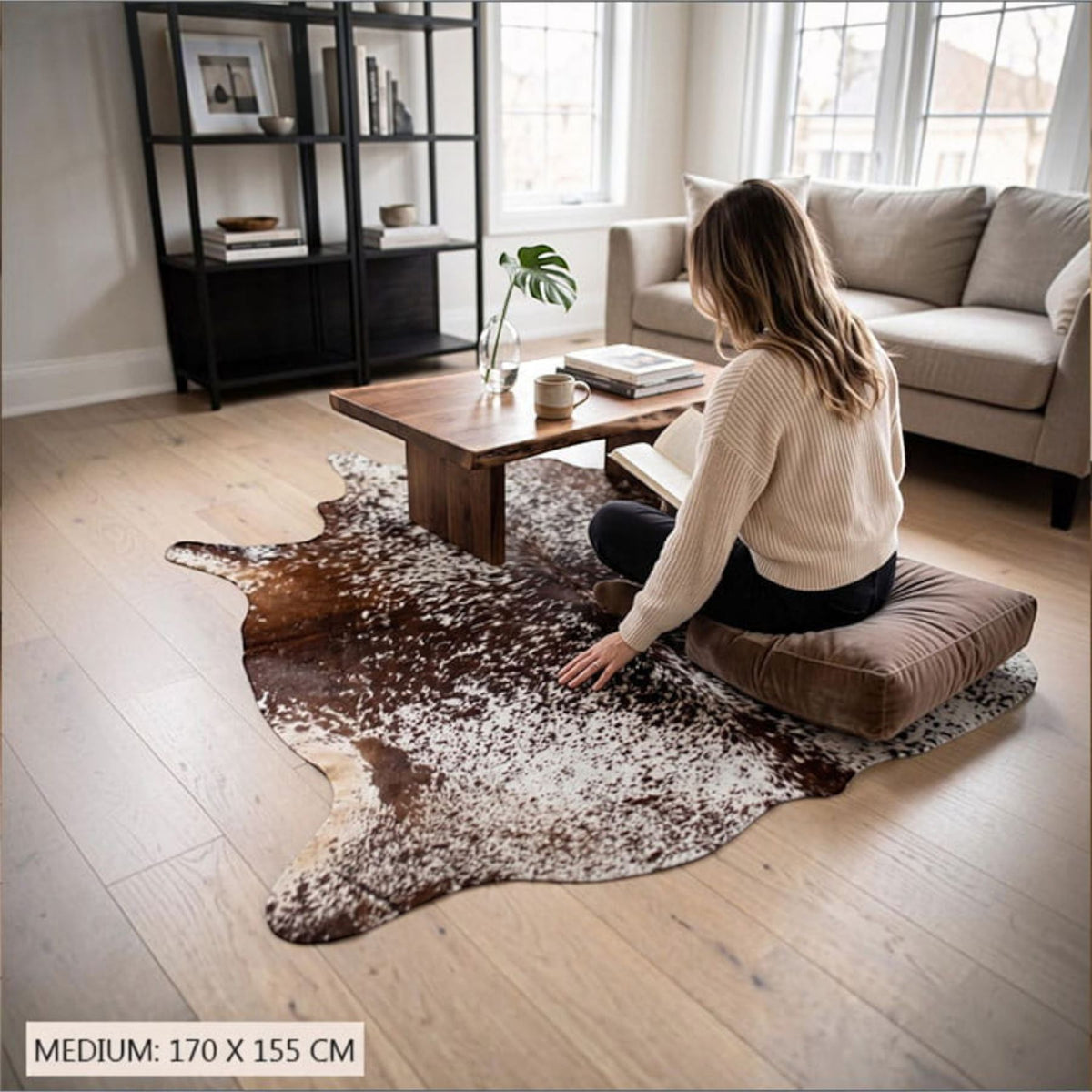 Genuine Cowhide Natural Leather Hairon Rug - Salt & Papper