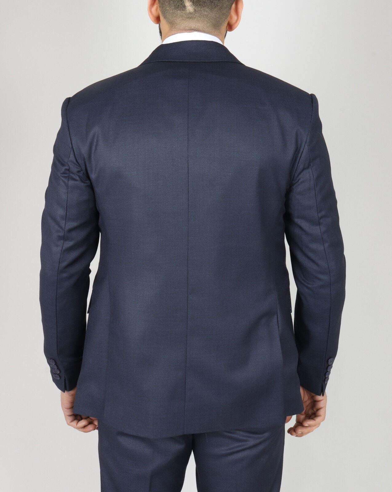 Mens IM1 Double Brusted Plain Navy 3 Piece Suit