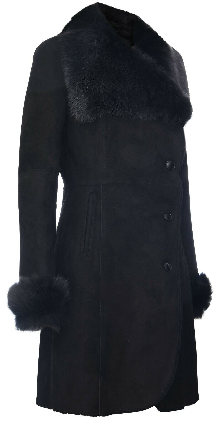Womens Suede Merino Shearling Toscana Coat -Rochford