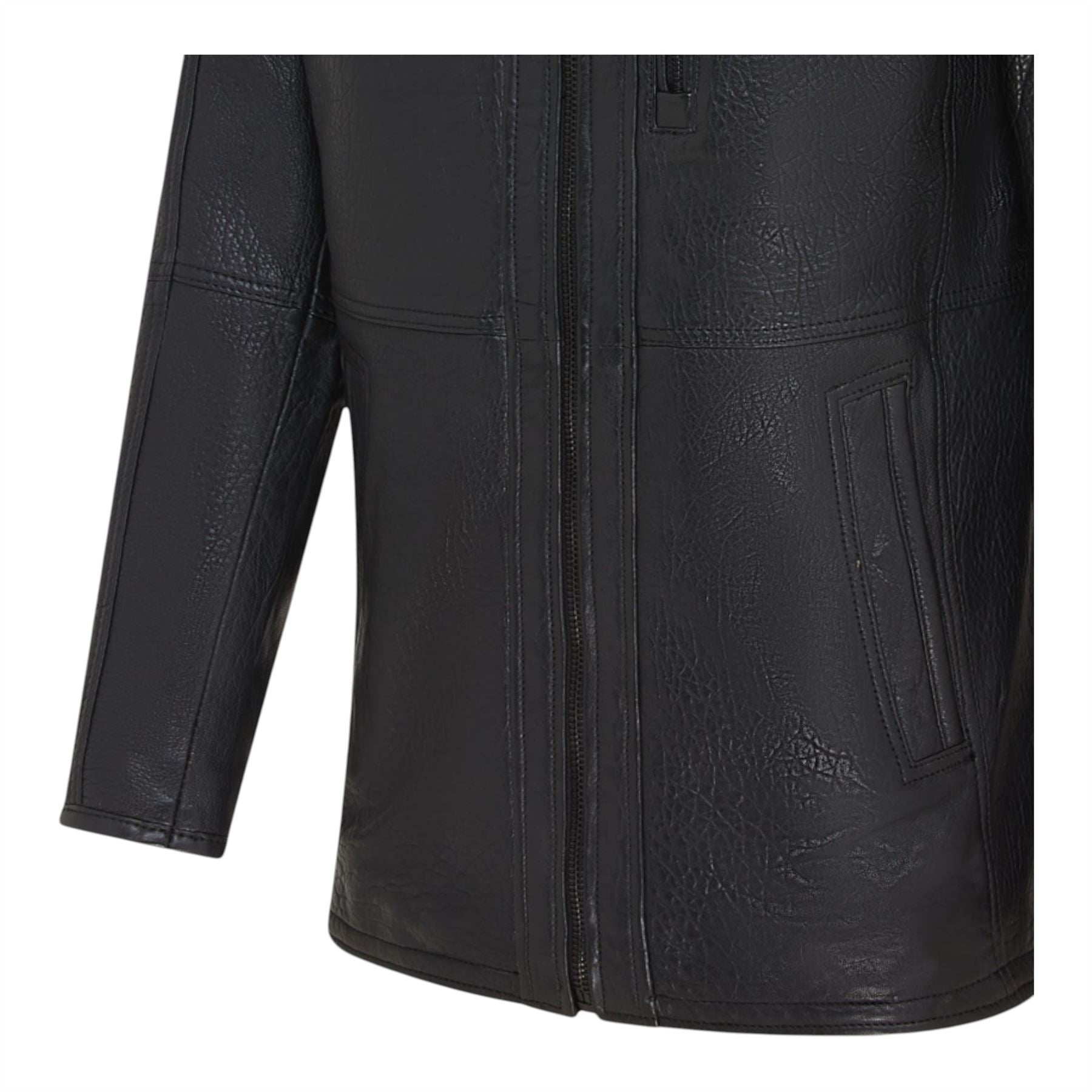 Mens Warm Mid-Length Leather Biker Coat - Sikander
