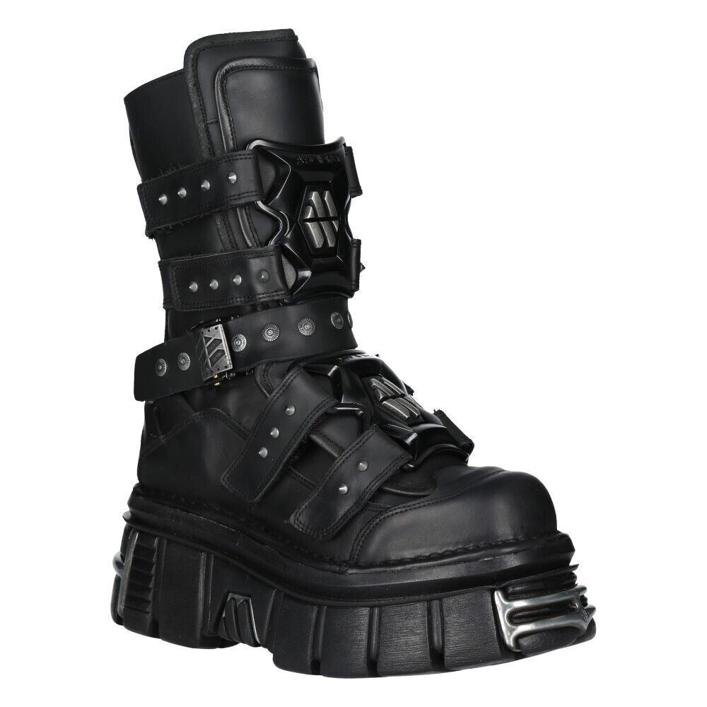 New Rock Goth Platform Leather Boots-M-MET422-S1 - Upperclass Fashions 