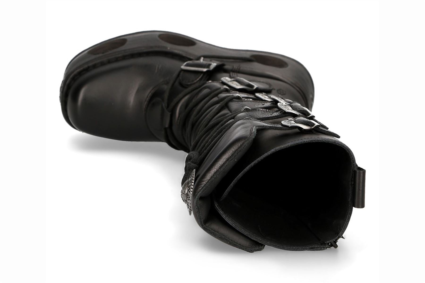 New Rock M-272-S2 Neptuno Metallic Knee High Black Leather Gothic Boots