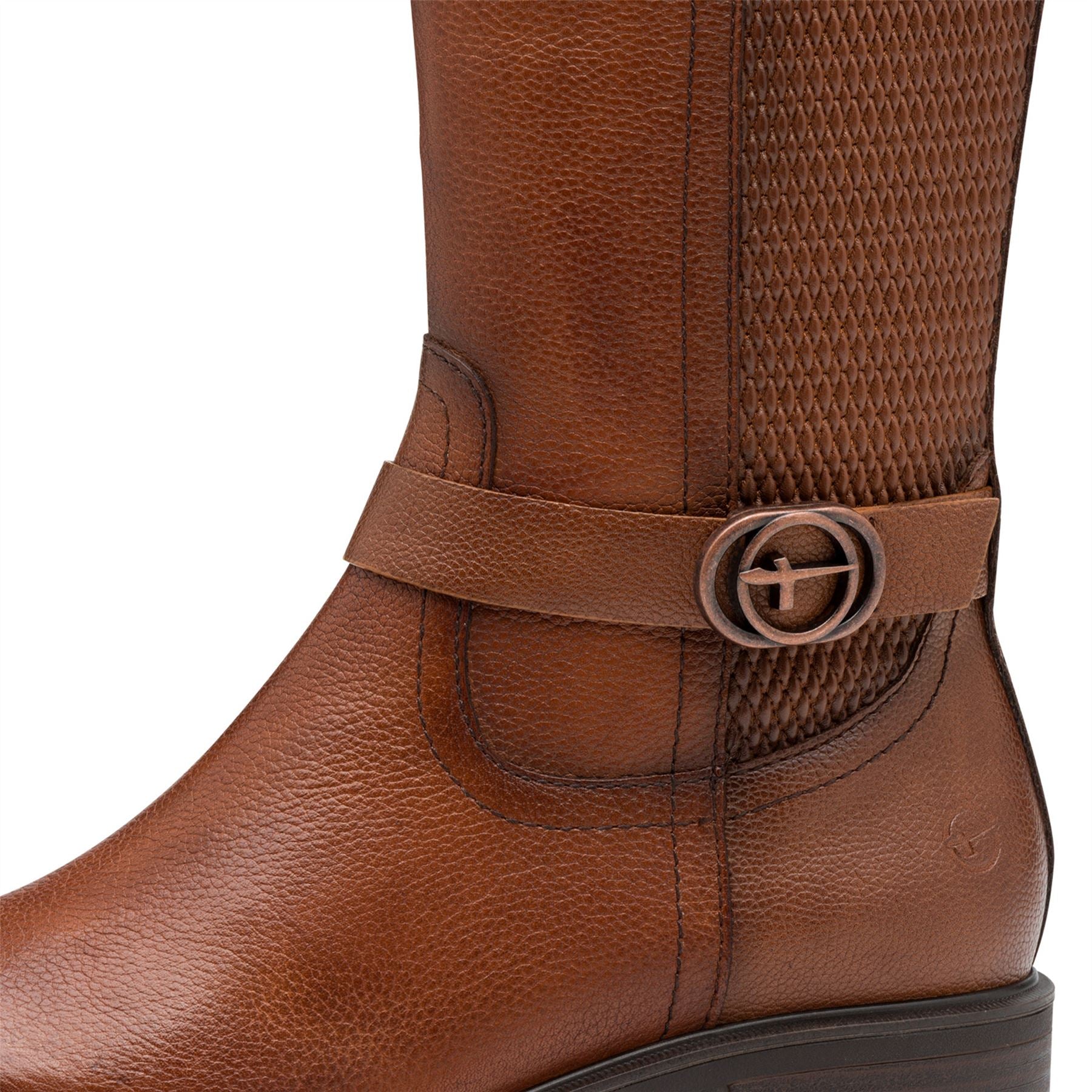Tamaris Womens Cognac Brown Tan Leather Knee High Riding Boots