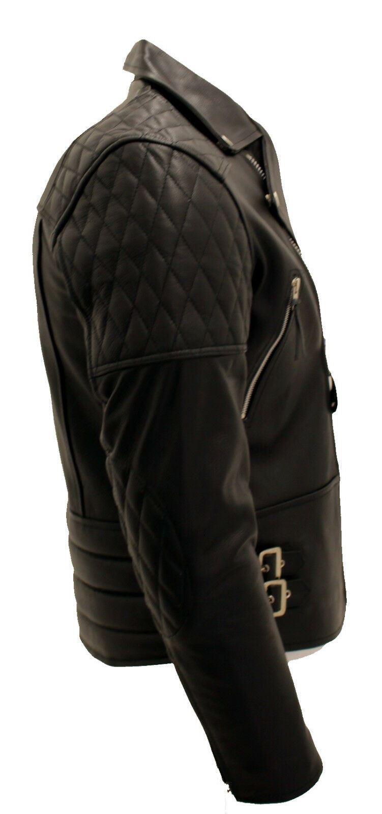 Mens Brando Cowhide Leather Biker Jacket-Stotfold