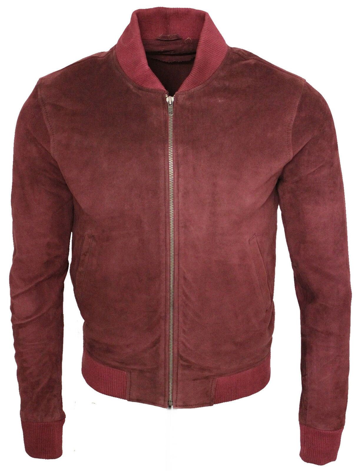 Mens Suede Varsity Leather Bomber Jacket-Castleford - Upperclass Fashions