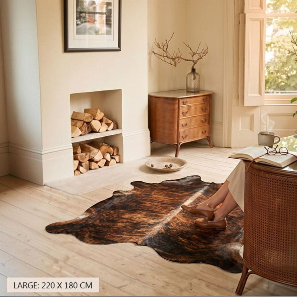 Natural Cow Leather Cowhide Hairon Rug - Dark Brindle