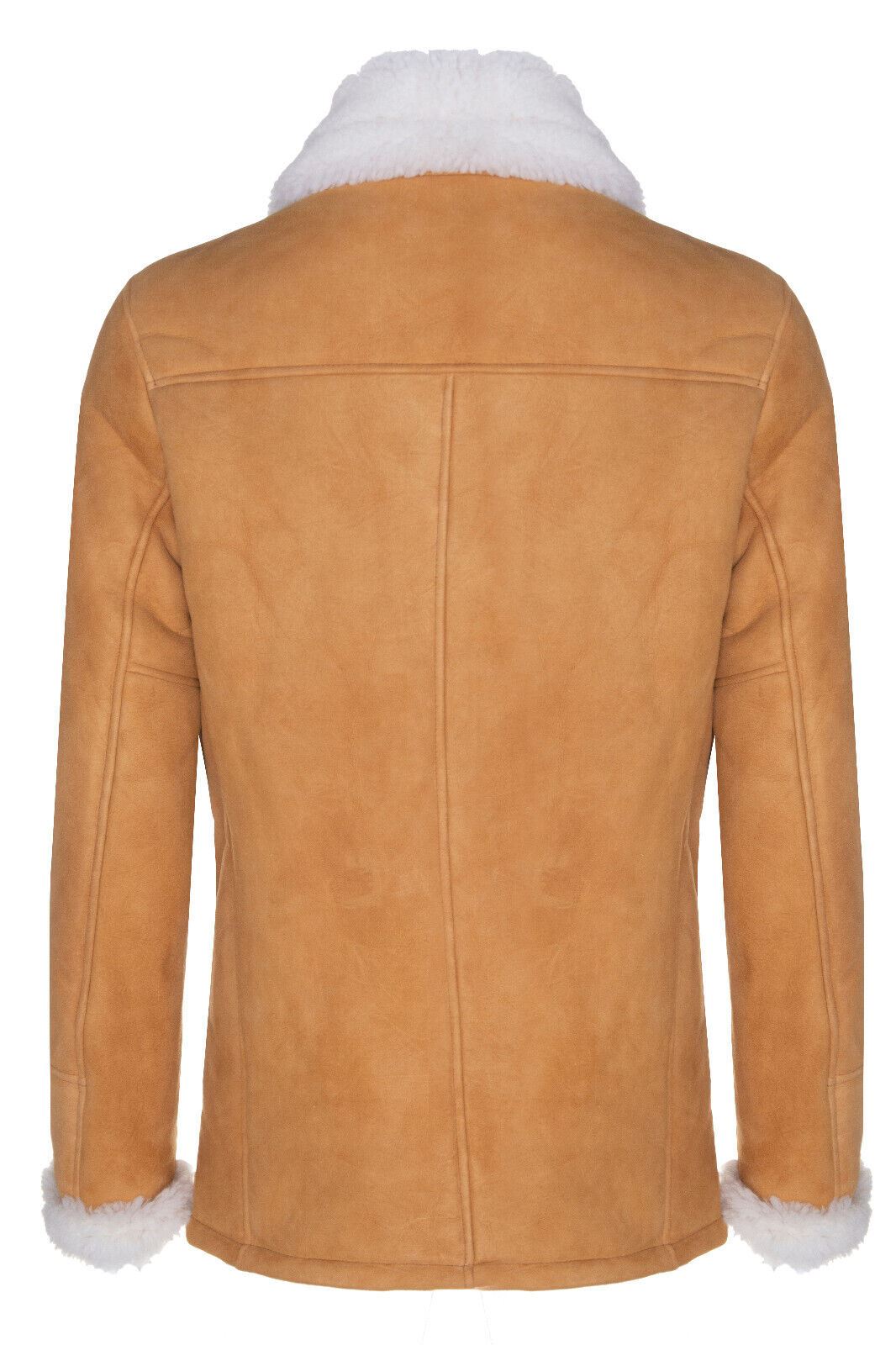 Mens Suede Tan Classic Sheepskin Car Coat-Leyton