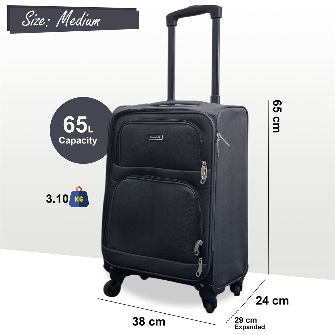 Tahara Medium Soft Shell Suitcase in Grey
