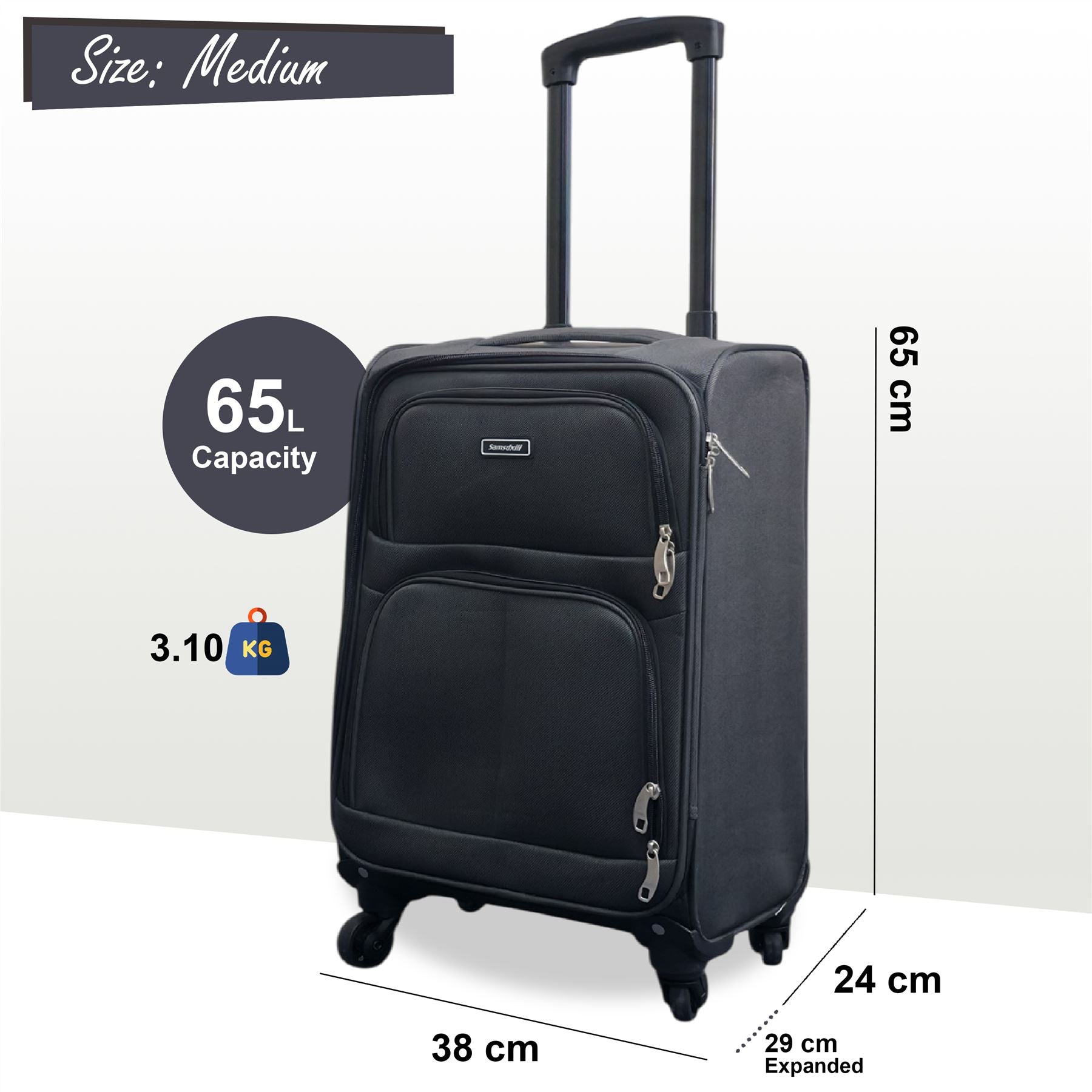 Tahara Medium Soft Shell Suitcase in Grey