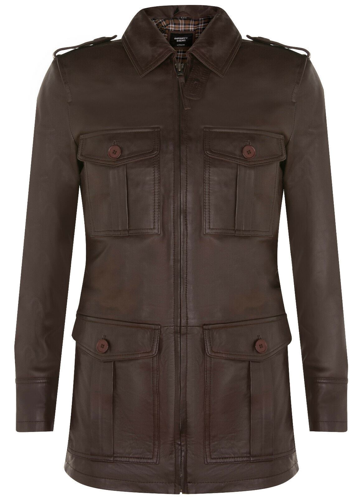 Mens Leather Safari Style Overcoat-Eastbourne