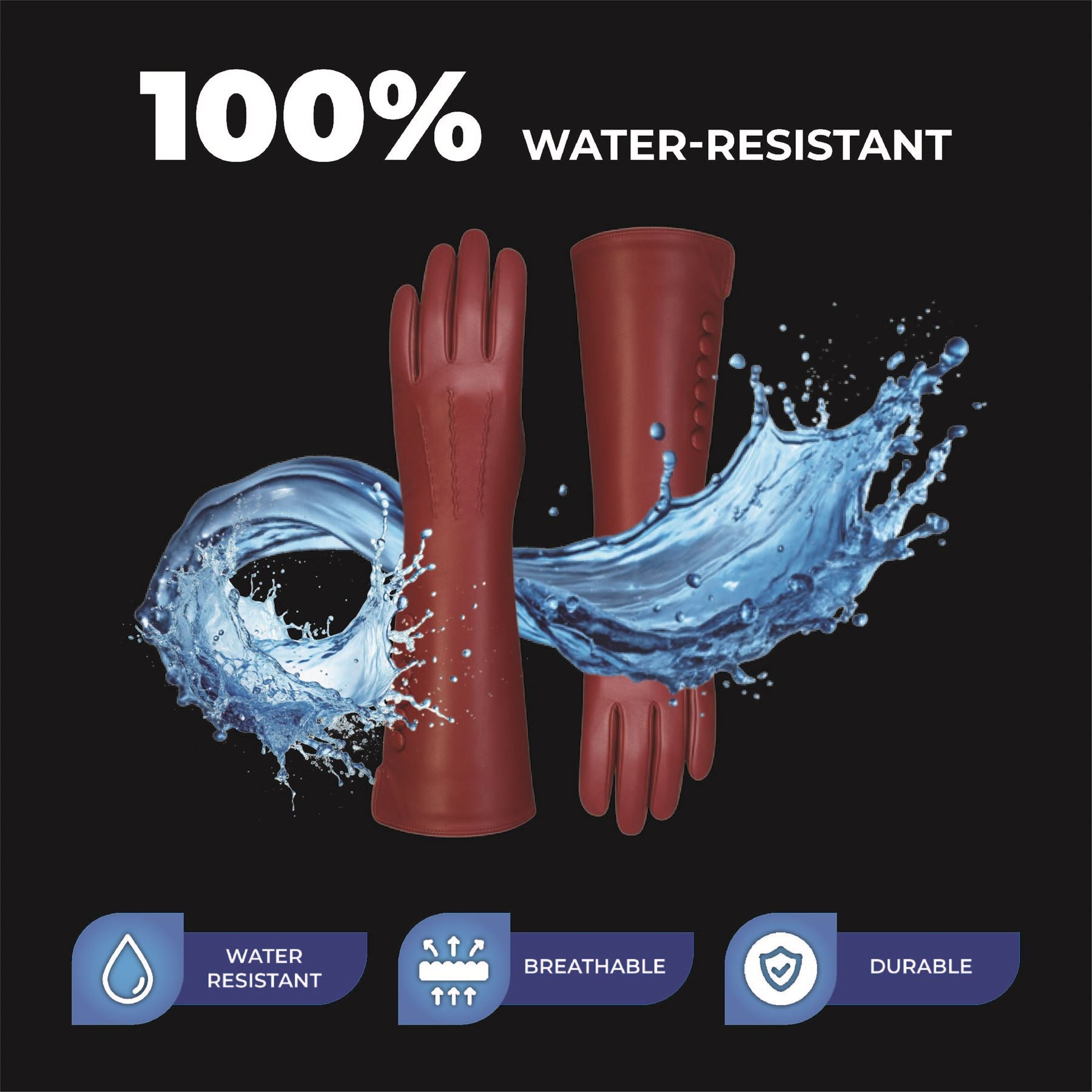 Womens Long Italian Leather Winter Button Design Soft Wool Lining Gloves - L-GLV-201