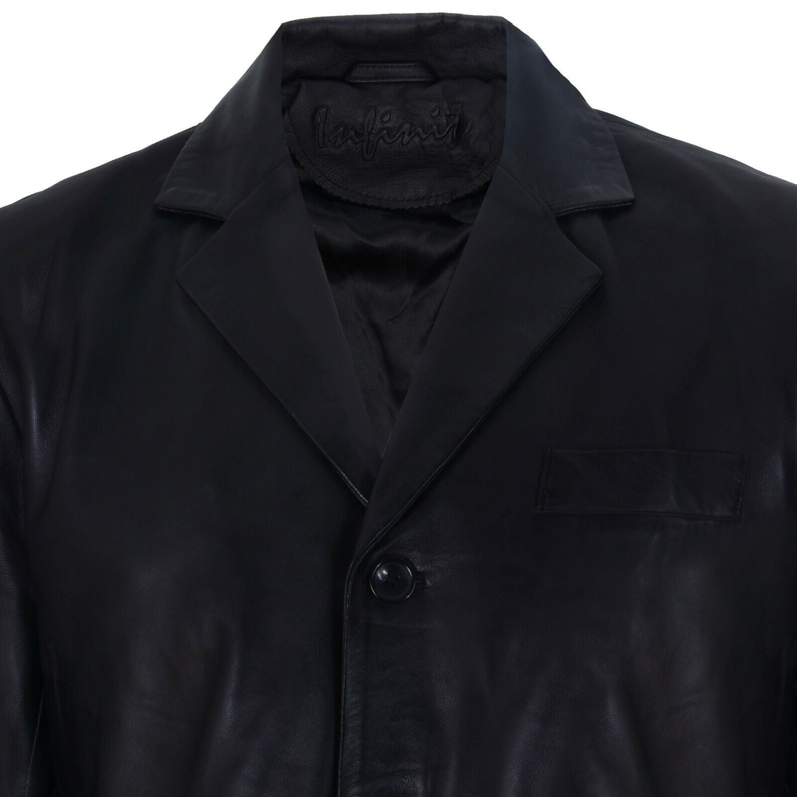 Mens Leather Classic 3 Button Blazer Jacket-Dudley