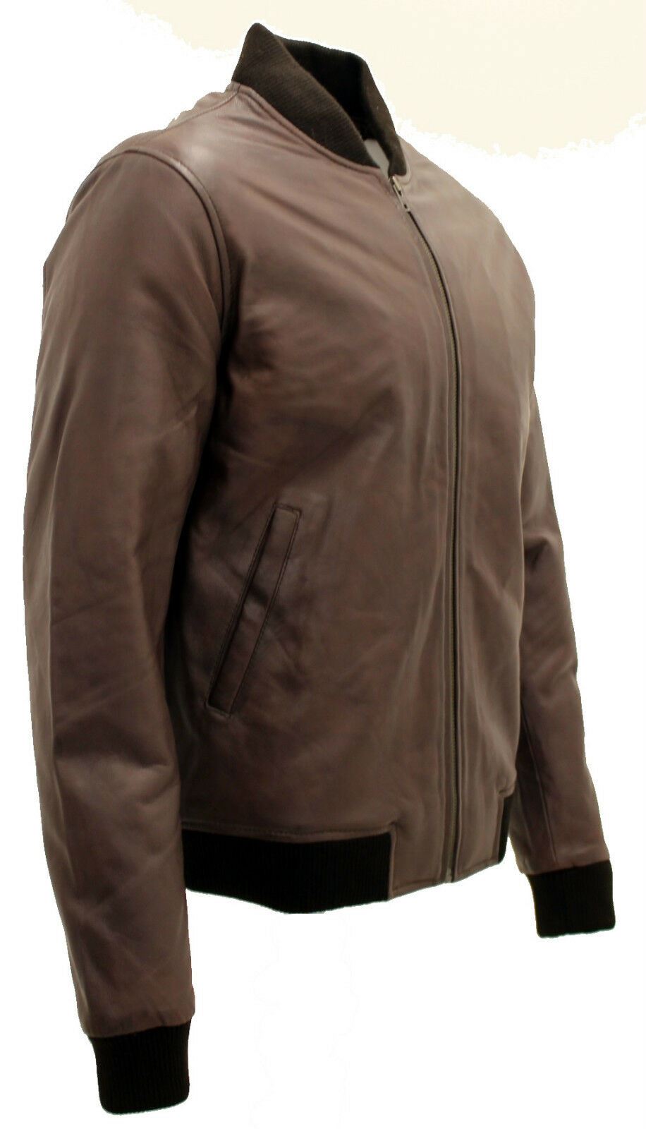 Mens Varsity Leather Bomber Jacket-Camelford - Upperclass Fashions