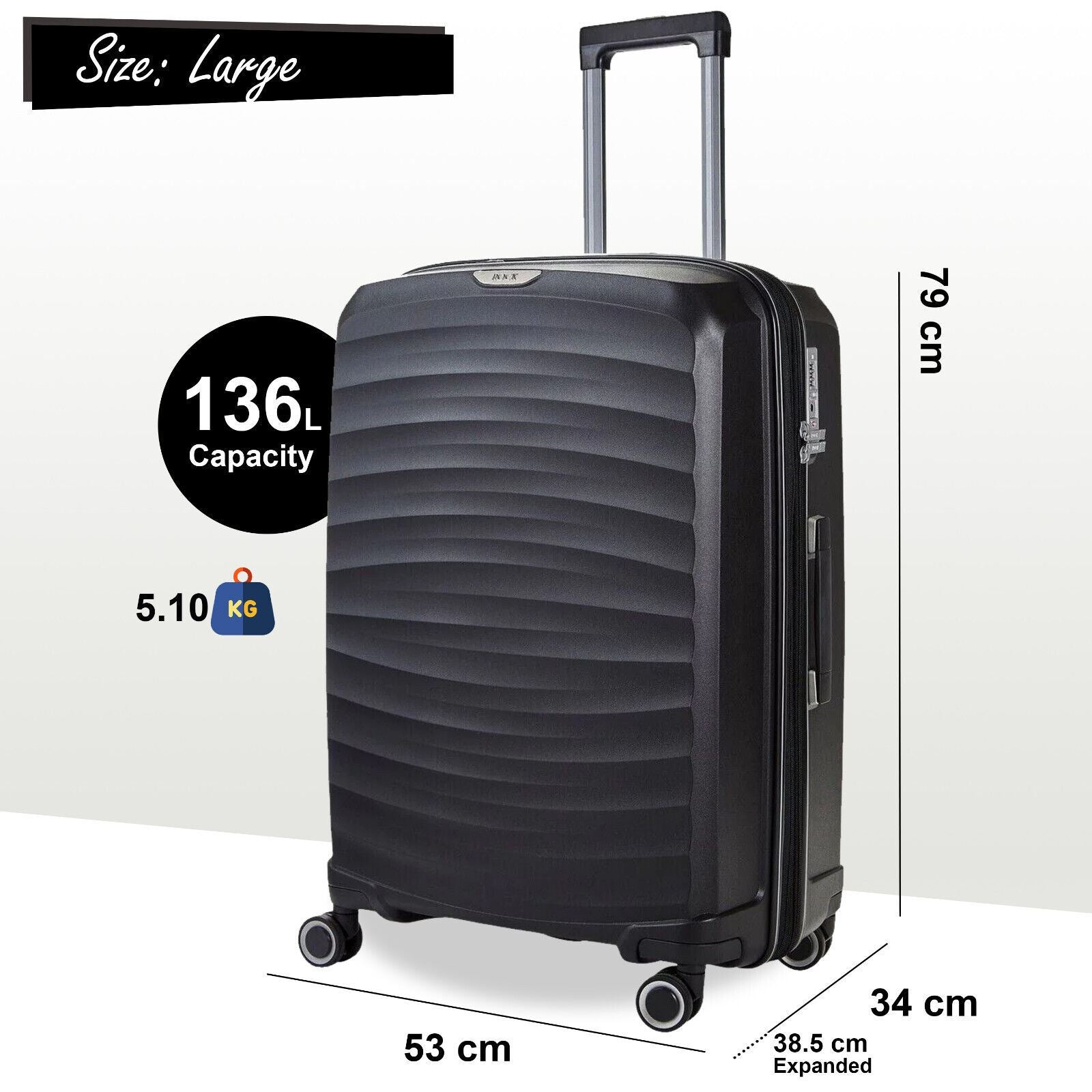 Altoona Large Hard Shell Suitcase in Black