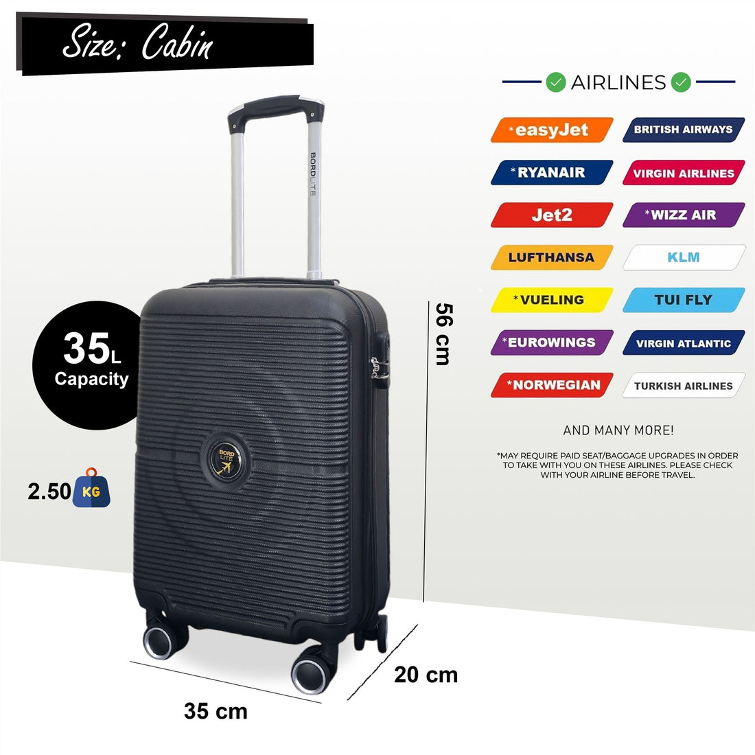 Seto Cabin Hard Shell Suitcase in Black