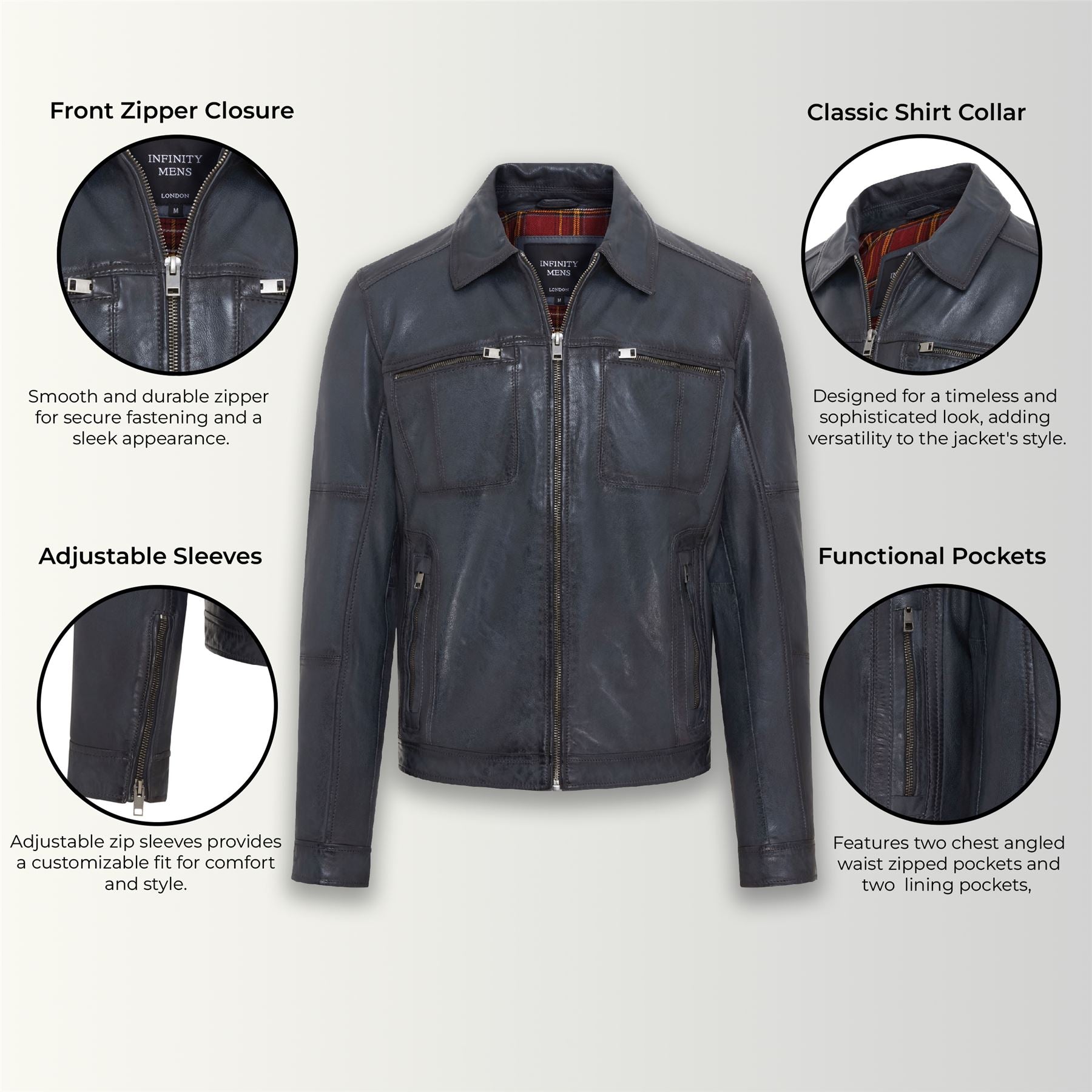 Mens Classic Leather Biker Jacket - Bettles
