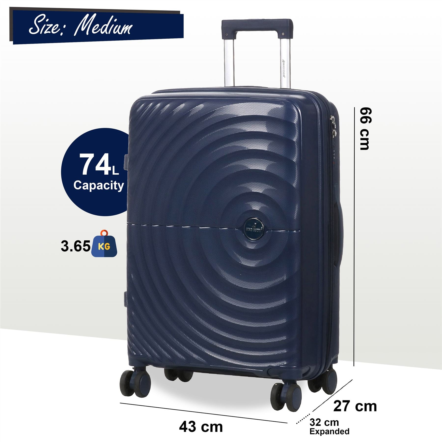 Balranald Medium Hard Shell Suitcase in Dark Blue