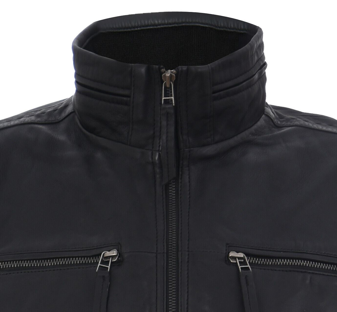 Mens Classic Leather Biker Jacket-Stevenage