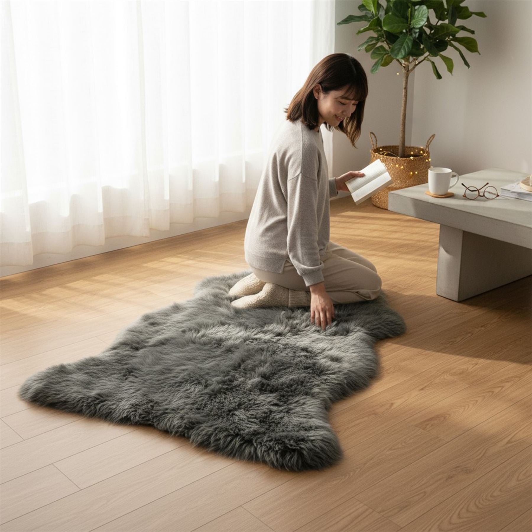 Genuine Sheepskin Natural Silky Soft Fluffy Real Wool Rug