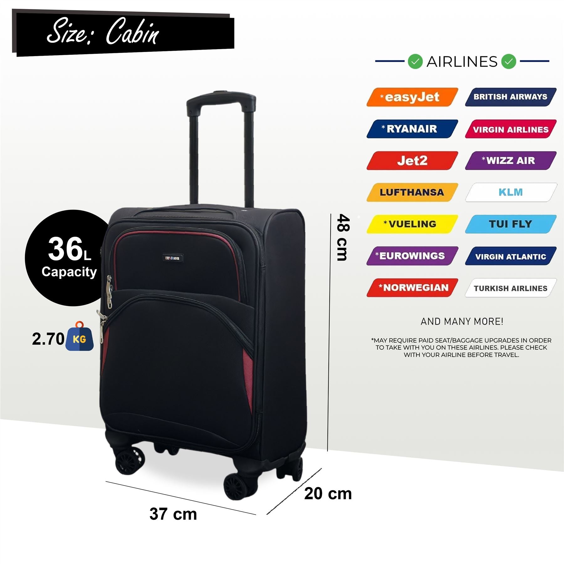 Gosford Cabin Soft Shell Suitcase in Black