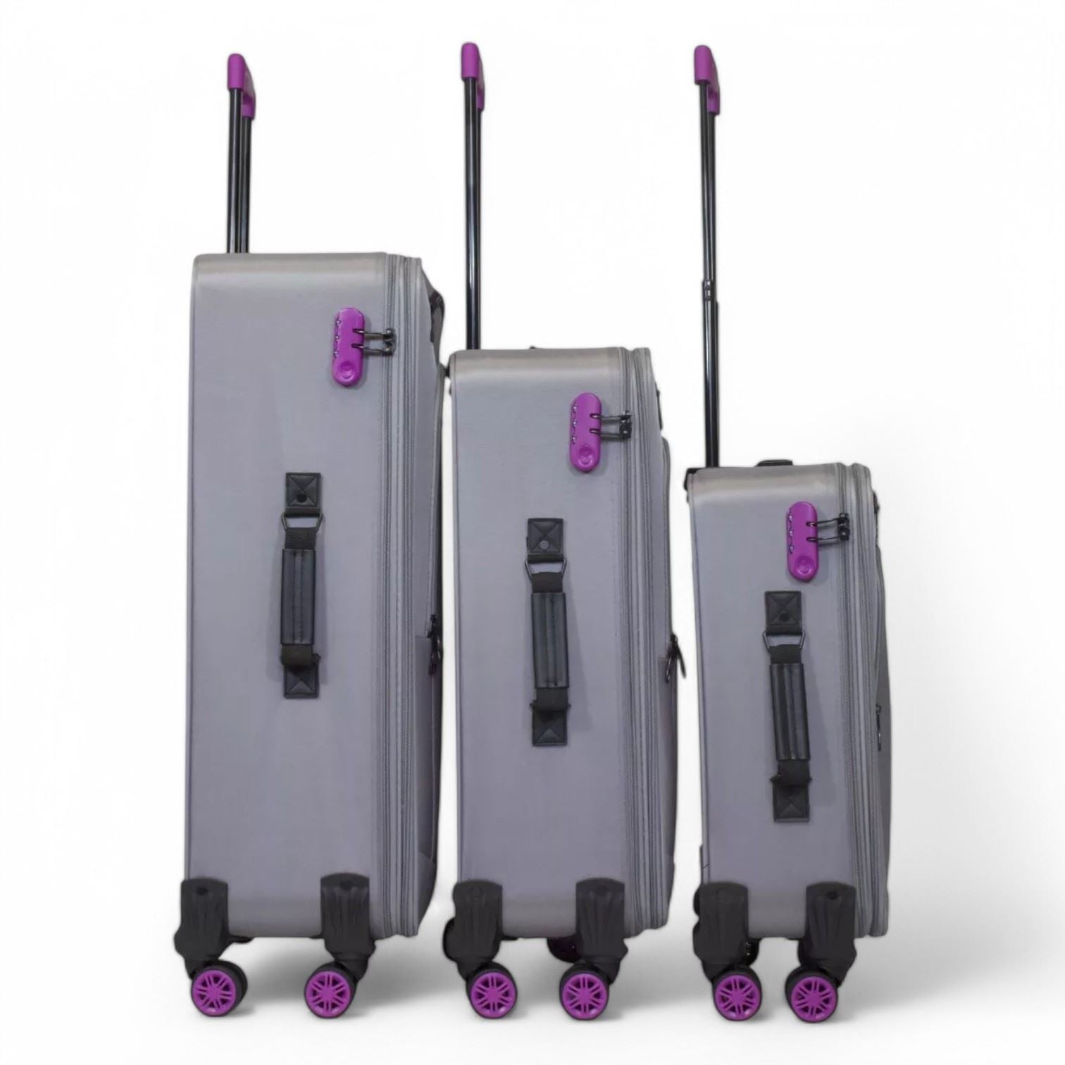 Handa Set of 3 Soft Shell Suitcase in Grey