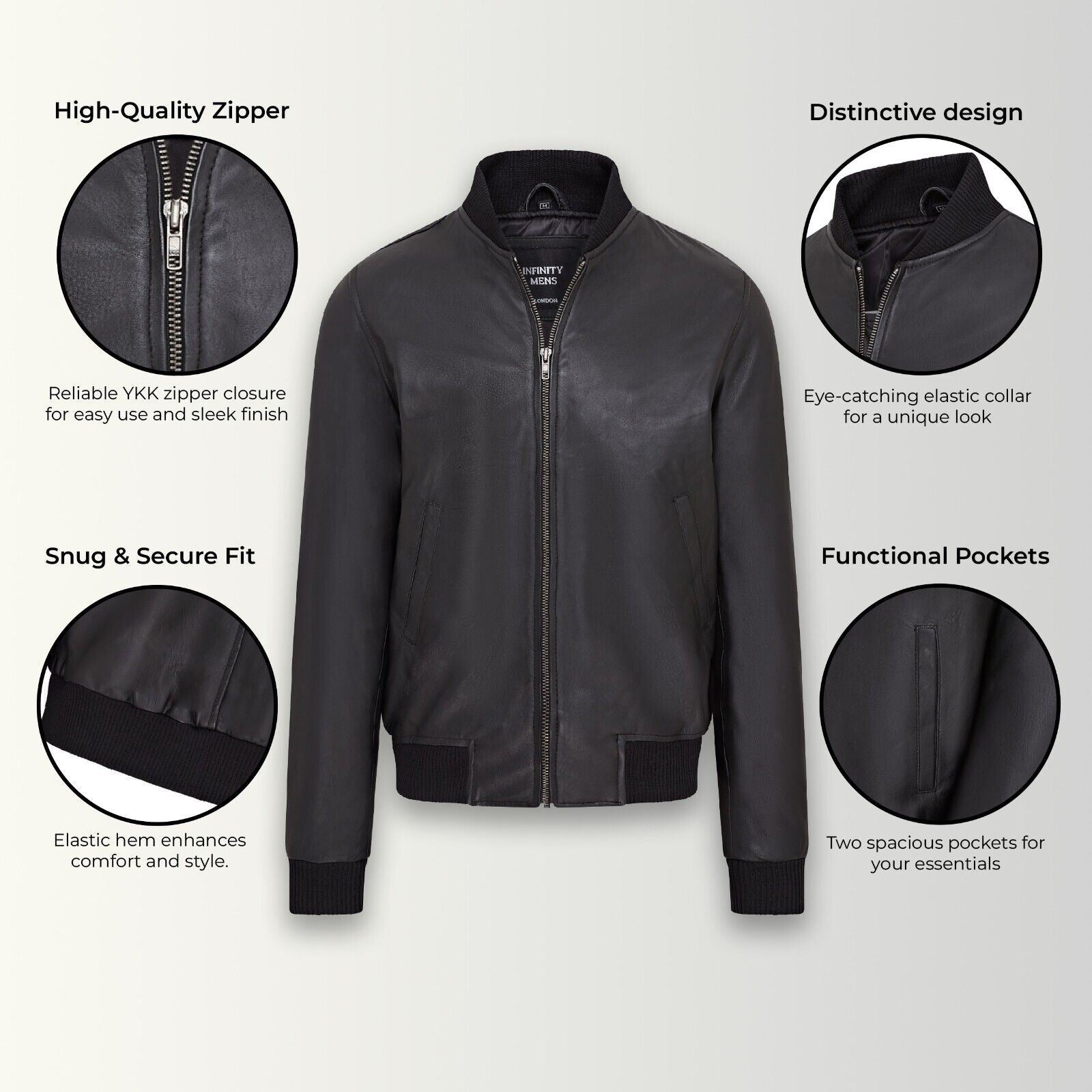 Mens Soft Leather MA-1 Varsity Bomber Jacket - Uppingham