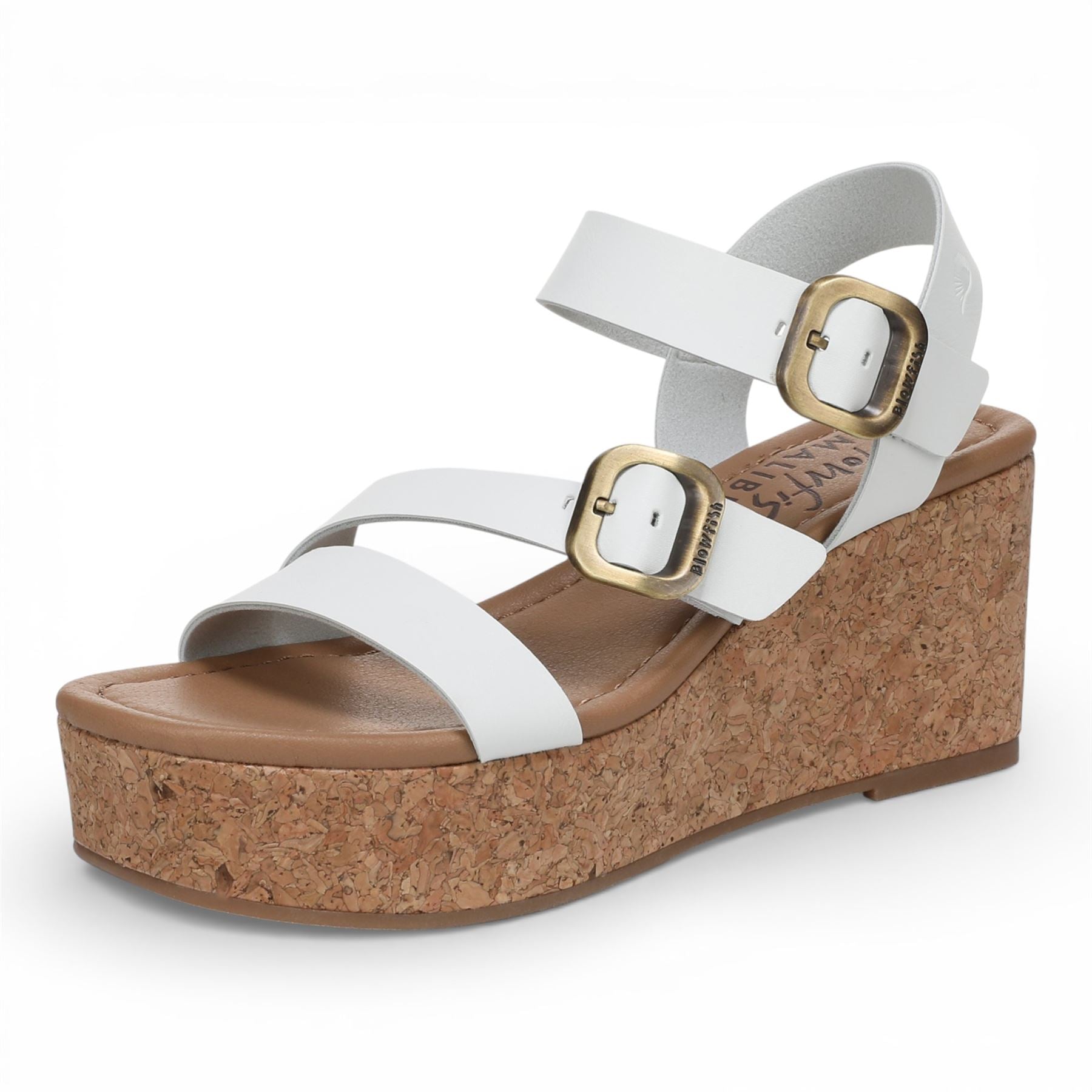 Blowfish Malibu Womens White Wedge Strappy Espadrille Heel Sandals - Ali