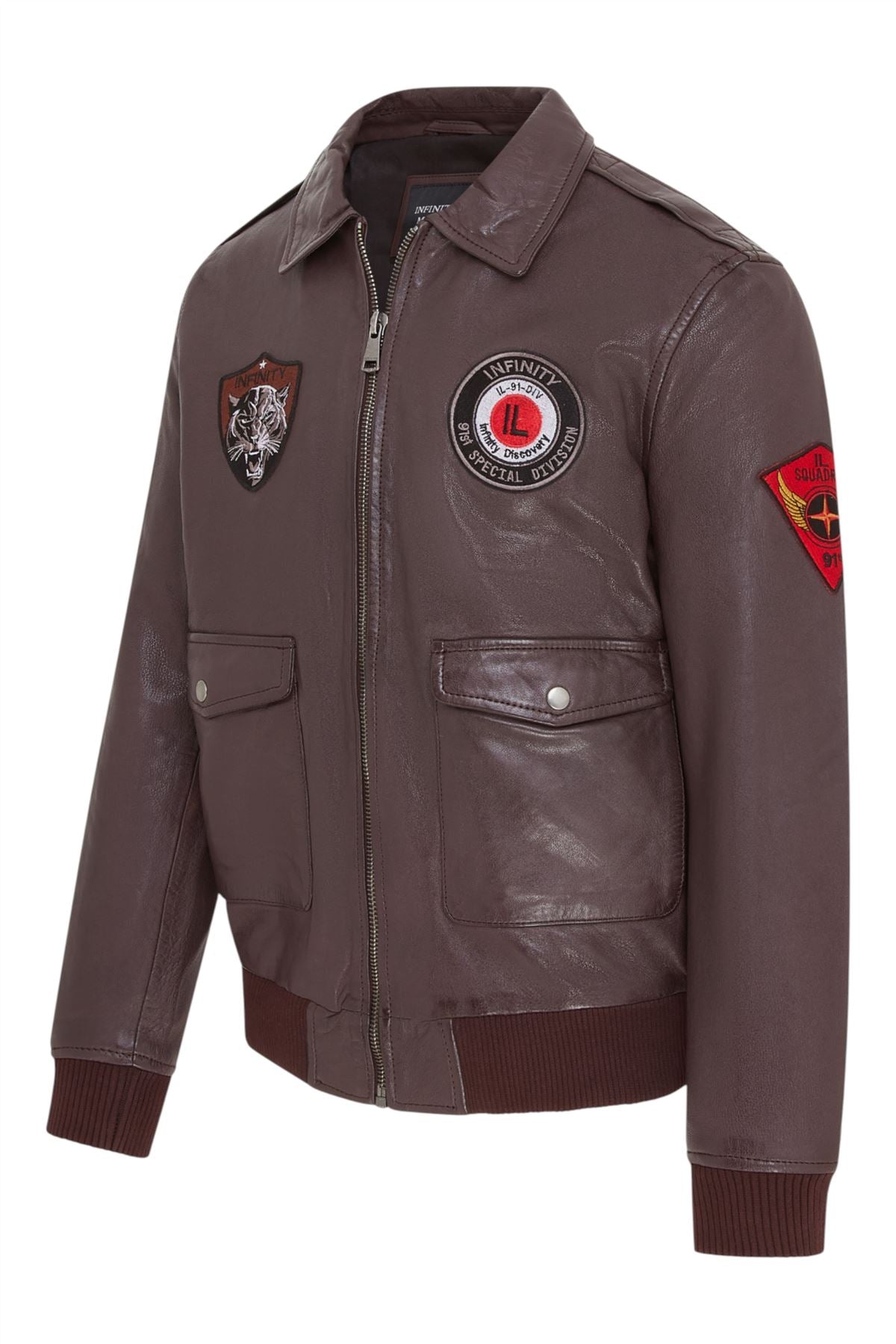 Men’s Leather Bomber G-1 Aviator Collar Jacket - Maverick
