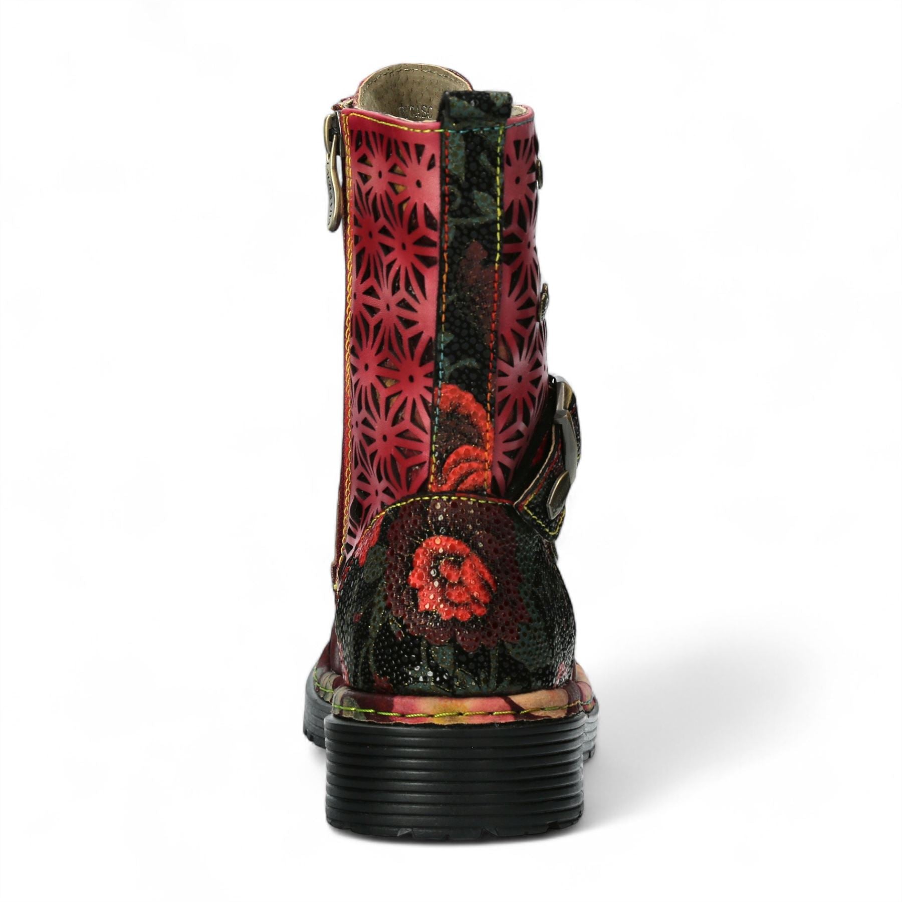 Laura Vita Incaso 36 Red Floral Womens Gothic Victorian Leather Ankle High Boots